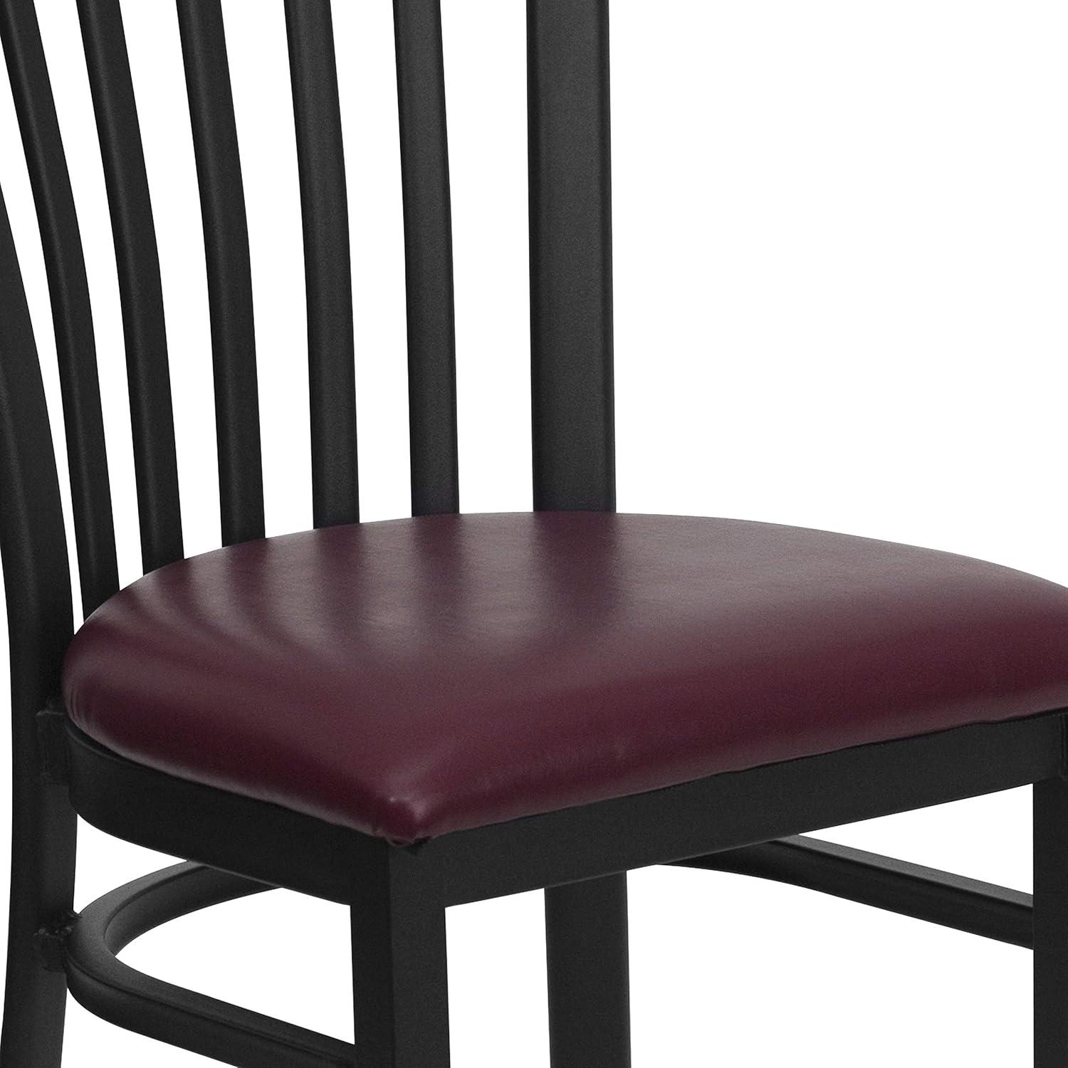 imageFlash Furniture 4 Pack HERCULES Series Black School House Back Metal Restaurant Chair Black Vinyl SeatBurgundy Vinyl SeatBlack Metal Frame
