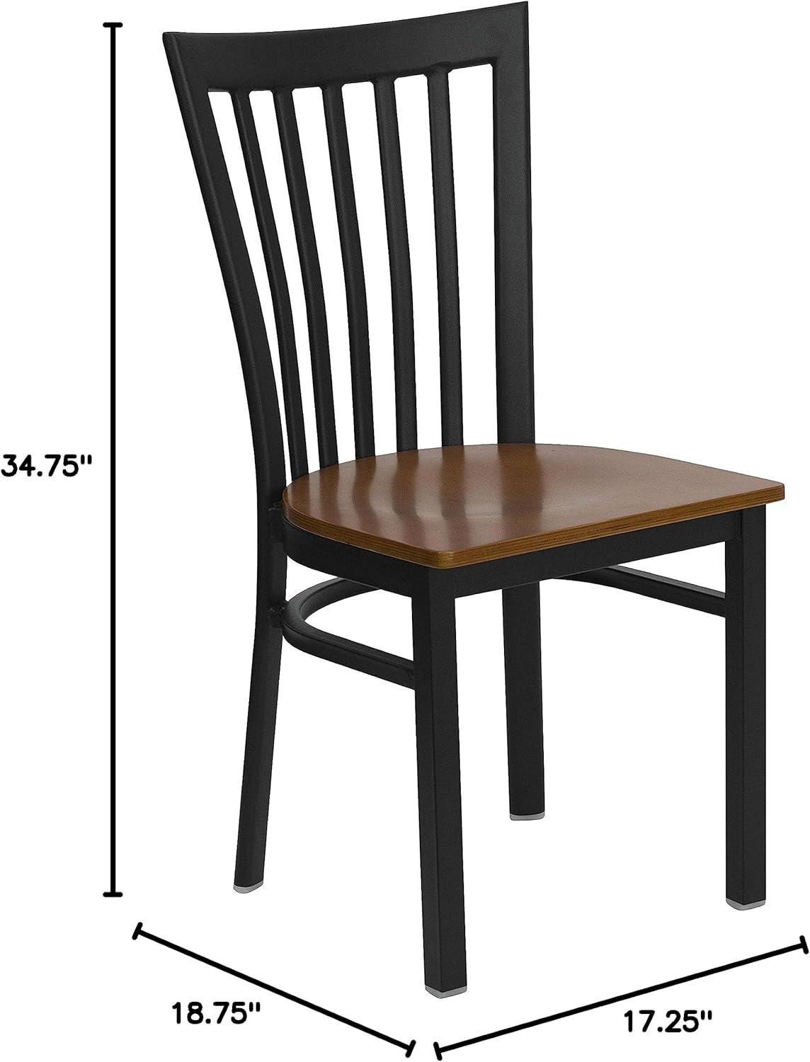 imageFlash Furniture 4 Pack HERCULES Series Black School House Back Metal Restaurant Chair Black Vinyl SeatCherry Wood SeatBlack Metal Frame