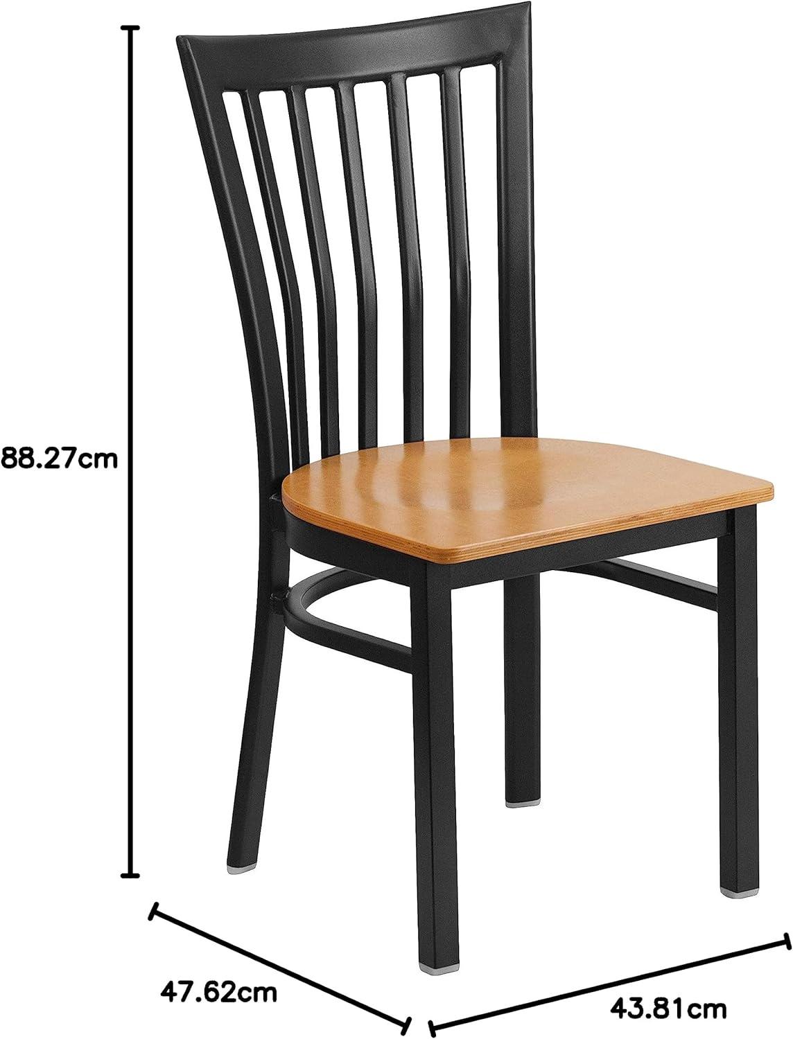 imageFlash Furniture 4 Pack HERCULES Series Black School House Back Metal Restaurant Chair Black Vinyl SeatNatural Wood SeatBlack Metal Frame
