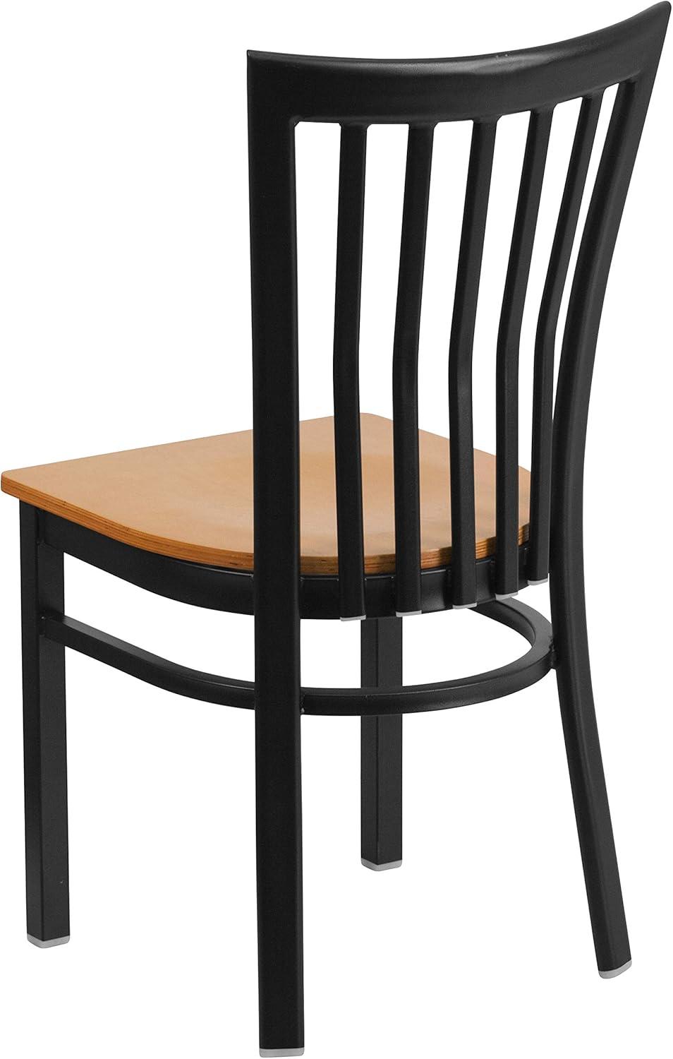 imageFlash Furniture 4 Pack HERCULES Series Black School House Back Metal Restaurant Chair Black Vinyl SeatNatural Wood SeatBlack Metal Frame