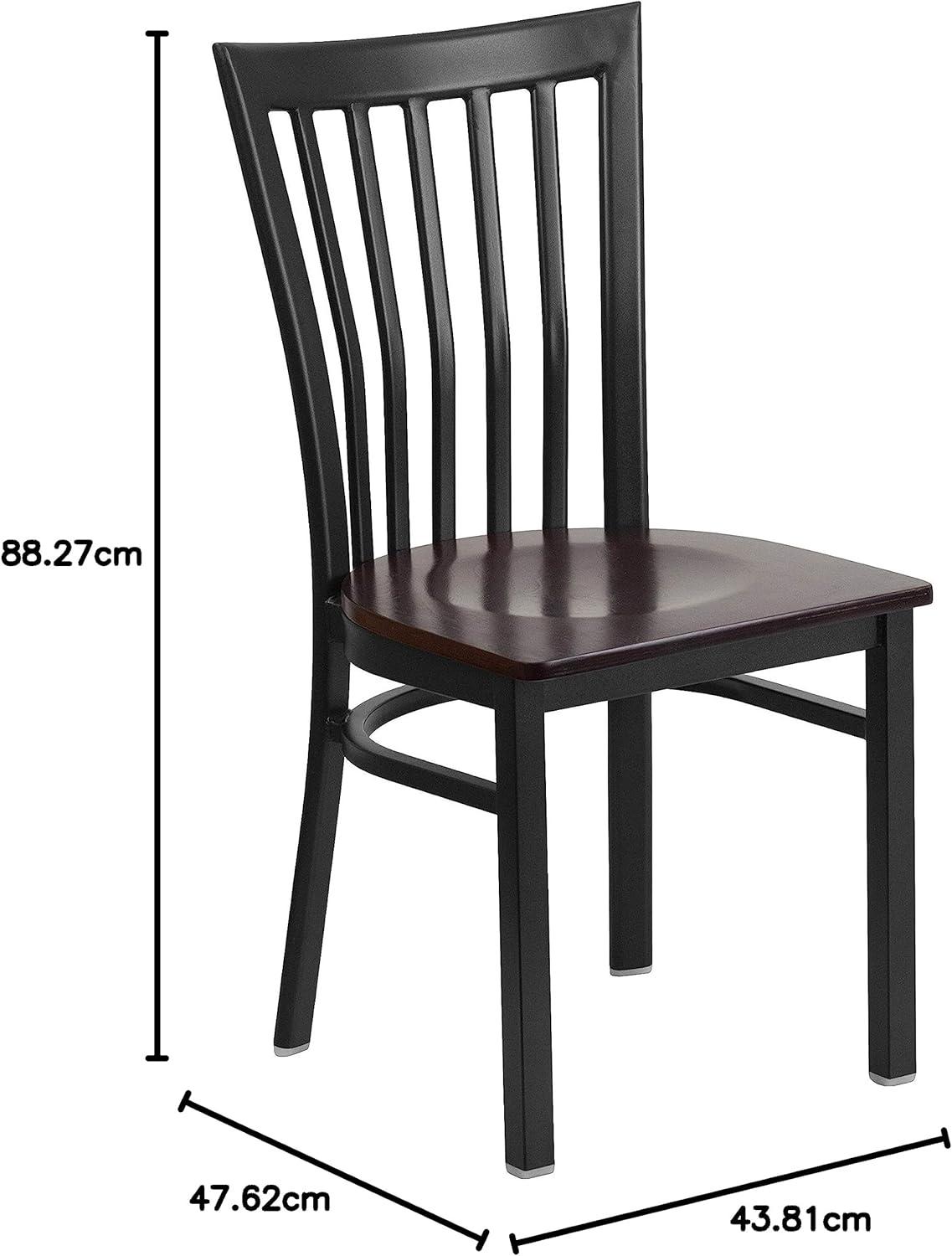 imageFlash Furniture 4 Pack HERCULES Series Black School House Back Metal Restaurant Chair Black Vinyl SeatWalnut Wood SeatBlack Metal Frame