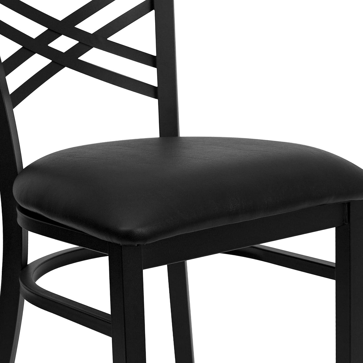 imageFlash Furniture 4 Pack HERCULES Series Black X Back Metal Restaurant Chair Black Vinyl SeatBlack