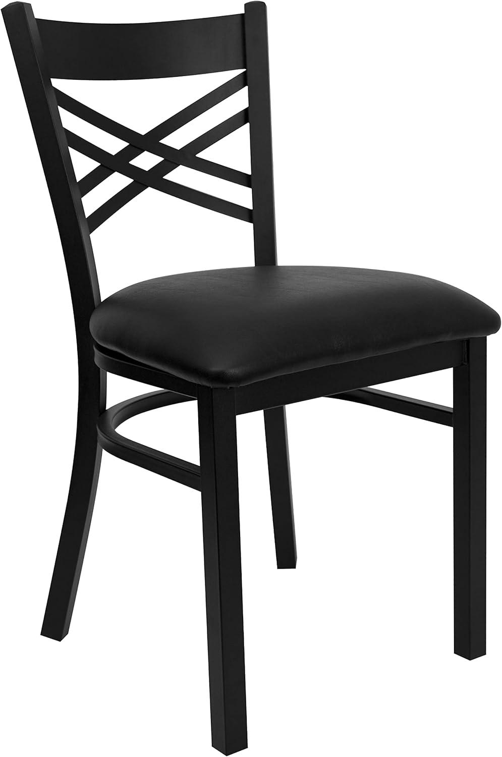 imageFlash Furniture 4 Pack HERCULES Series Black X Back Metal Restaurant Chair Black Vinyl SeatBlack