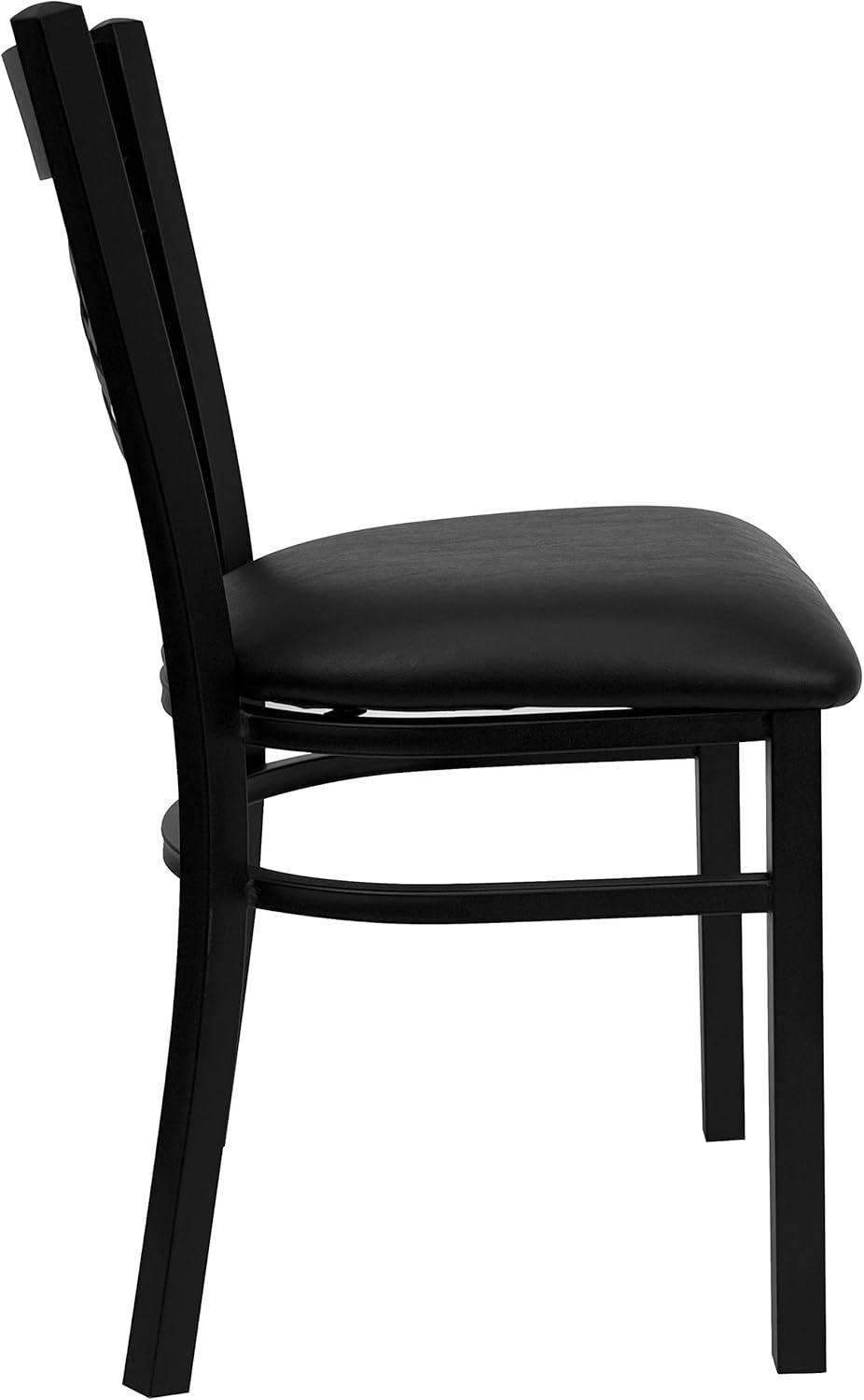 imageFlash Furniture 4 Pack HERCULES Series Black X Back Metal Restaurant Chair Black Vinyl SeatBlack