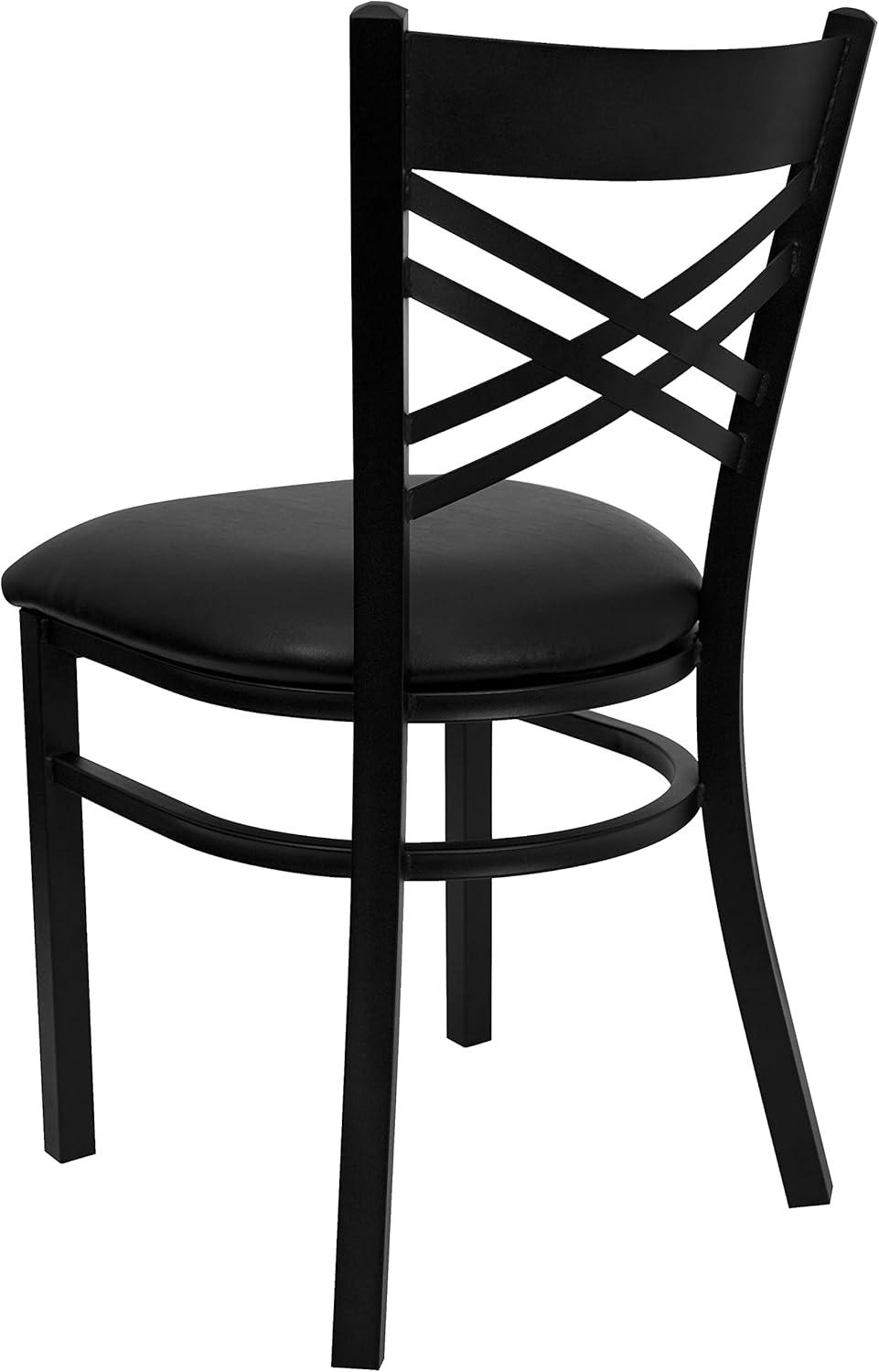 imageFlash Furniture 4 Pack HERCULES Series Black X Back Metal Restaurant Chair Black Vinyl SeatBlack