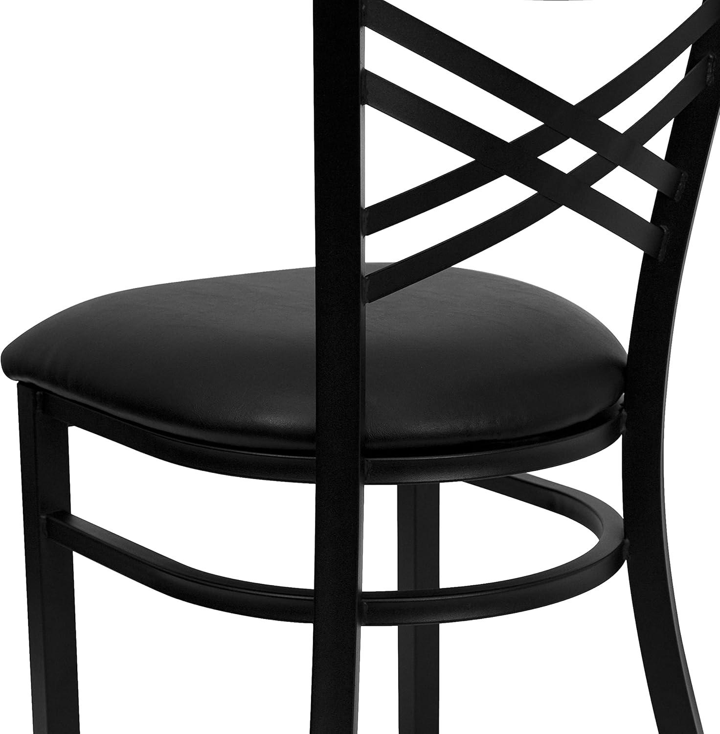 imageFlash Furniture 4 Pack HERCULES Series Black X Back Metal Restaurant Chair Black Vinyl SeatBlack