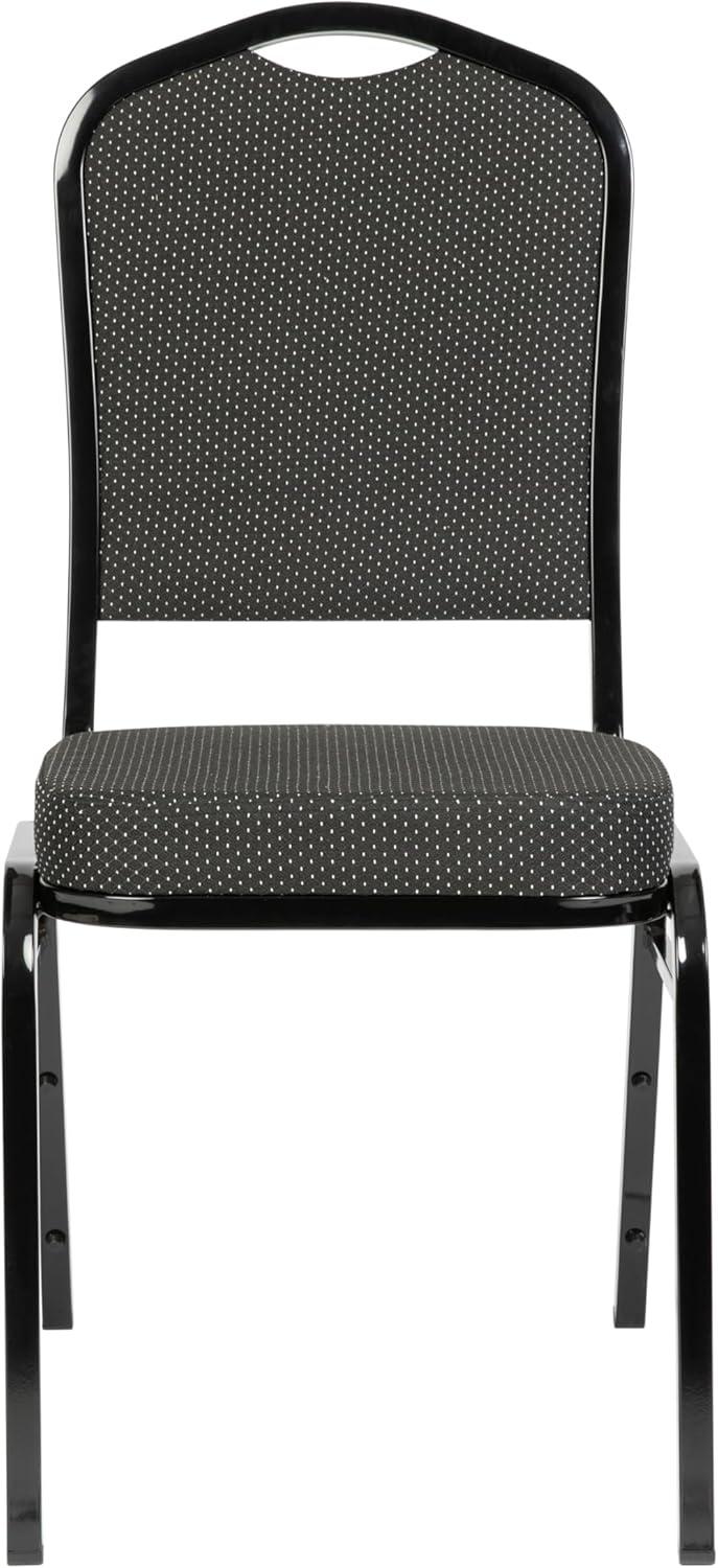 imageFlash Furniture 4 Pack HERCULES Series Crown Back Stacking Banquet Chair in Black Fabric Silver FrameBlack Dot Patterned FabricBlack Frame