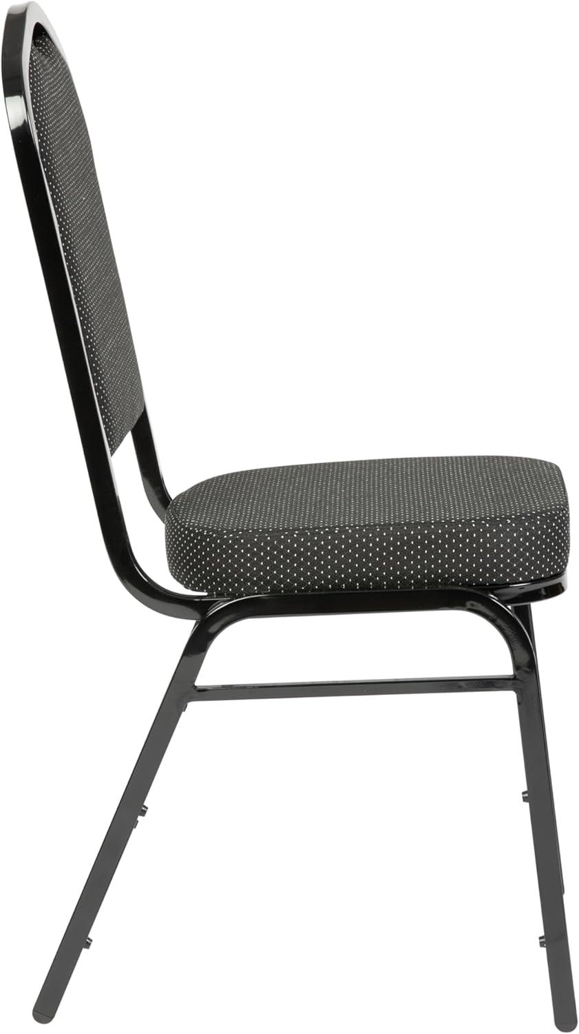 imageFlash Furniture 4 Pack HERCULES Series Crown Back Stacking Banquet Chair in Black Fabric Silver FrameBlack Dot Patterned FabricBlack Frame