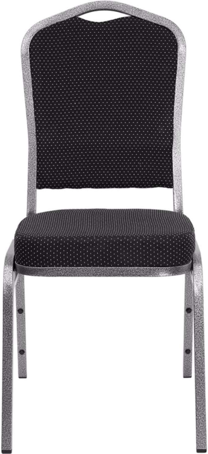 imageFlash Furniture 4 Pack HERCULES Series Crown Back Stacking Banquet Chair in Black Fabric Silver FrameBlack Dot Patterned FabricSilver Vein Frame