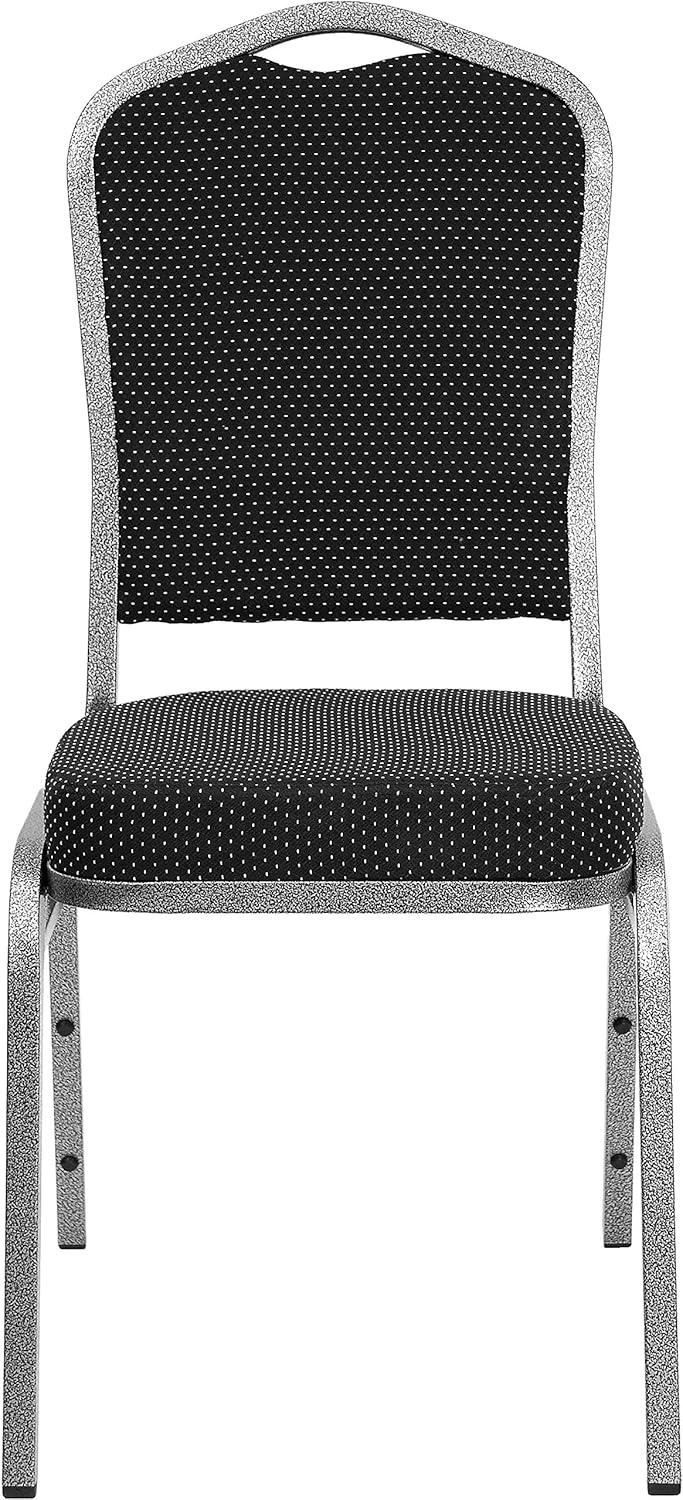 imageFlash Furniture 4 Pack HERCULES Series Crown Back Stacking Banquet Chair in Black Fabric Silver FrameBlack Dot Patterned FabricSilver Vein Frame