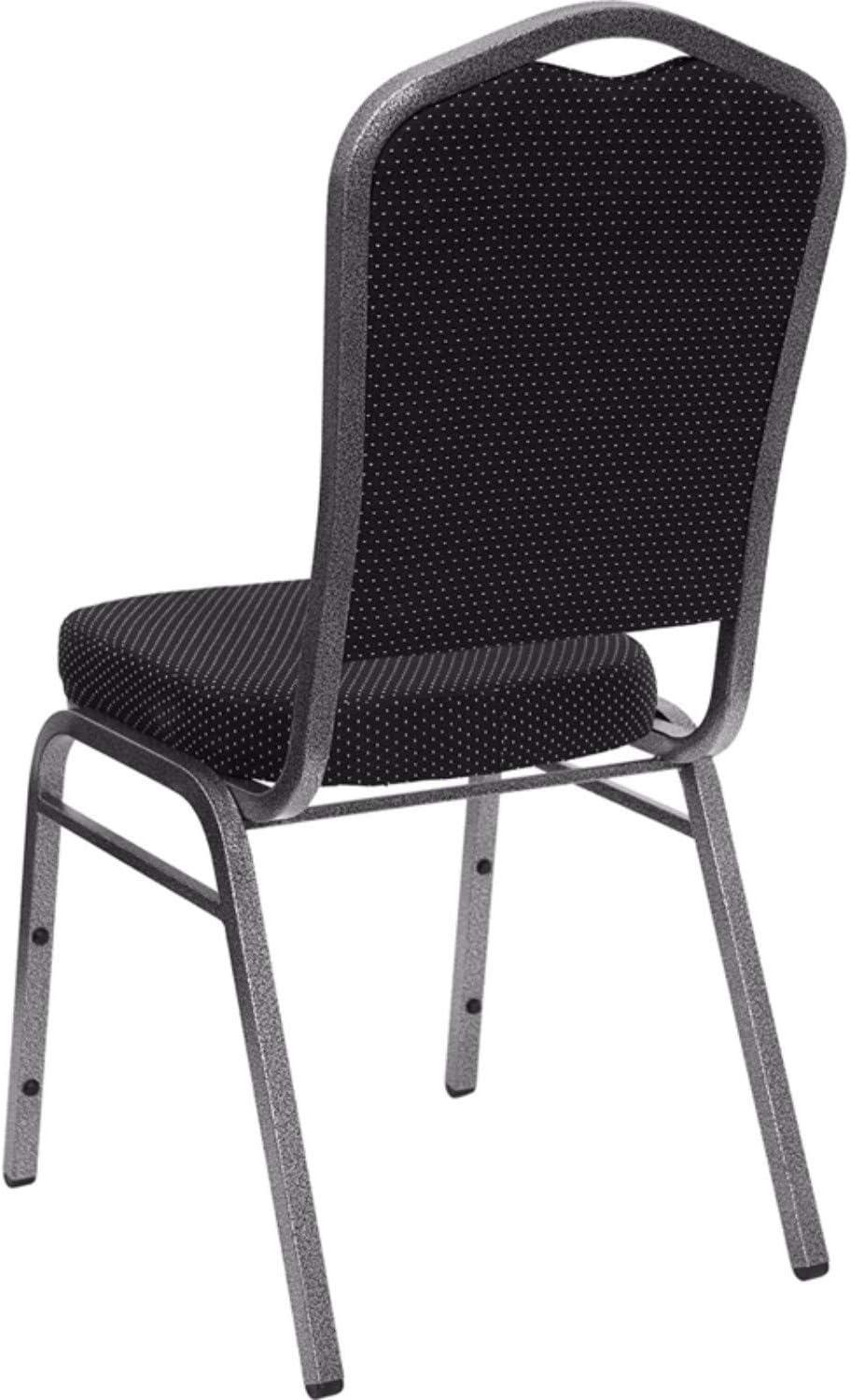 imageFlash Furniture 4 Pack HERCULES Series Crown Back Stacking Banquet Chair in Black Fabric Silver FrameBlack Dot Patterned FabricSilver Vein Frame