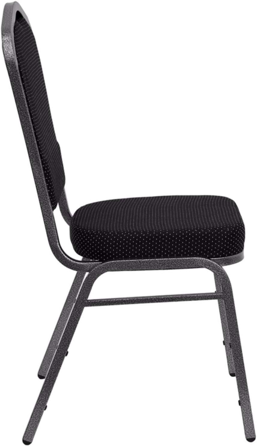 imageFlash Furniture 4 Pack HERCULES Series Crown Back Stacking Banquet Chair in Black Fabric Silver FrameBlack Dot Patterned FabricSilver Vein Frame