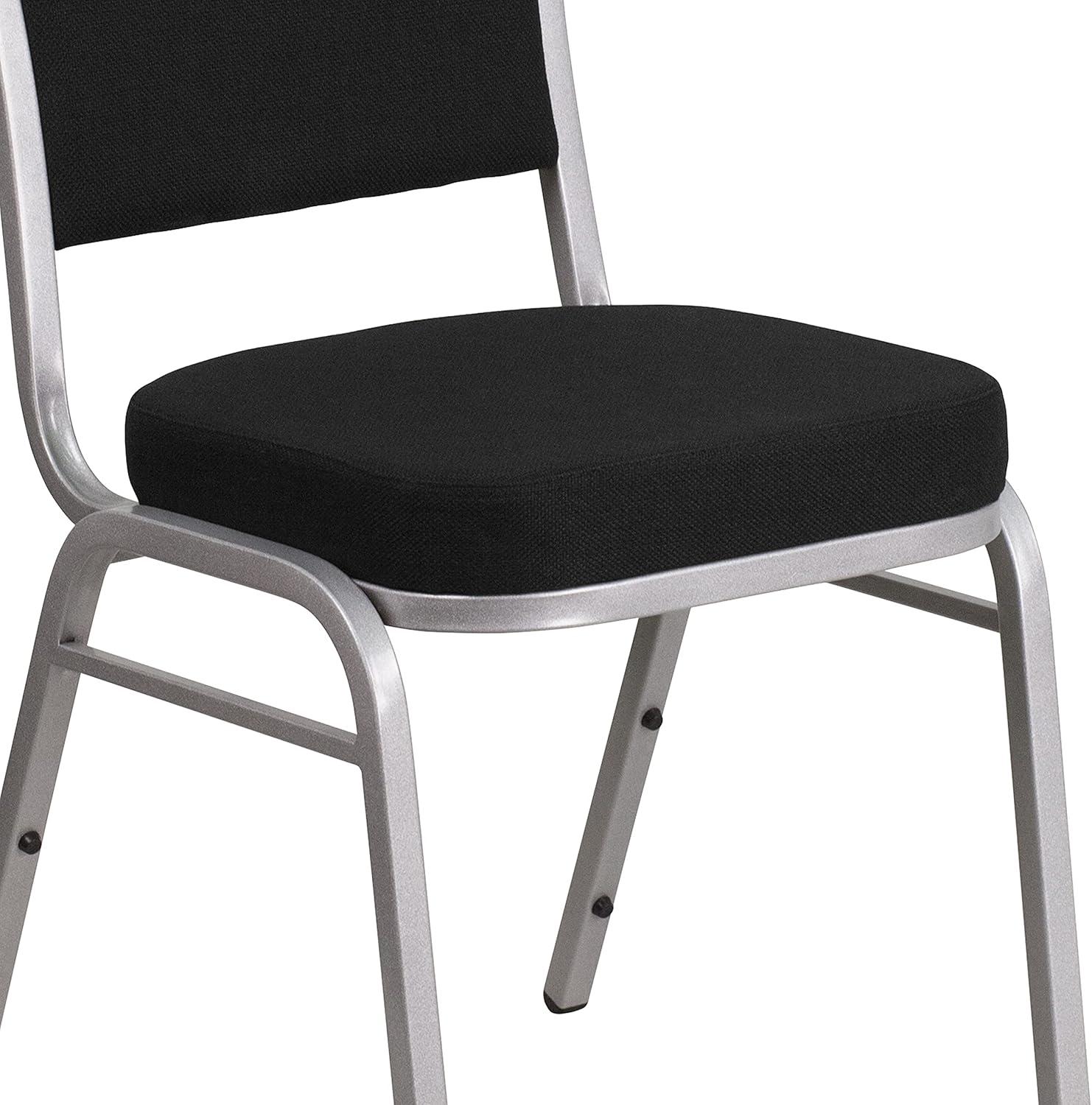 imageFlash Furniture 4 Pack HERCULES Series Crown Back Stacking Banquet Chair in Black Fabric Silver FrameBlack FabricSilver Frame