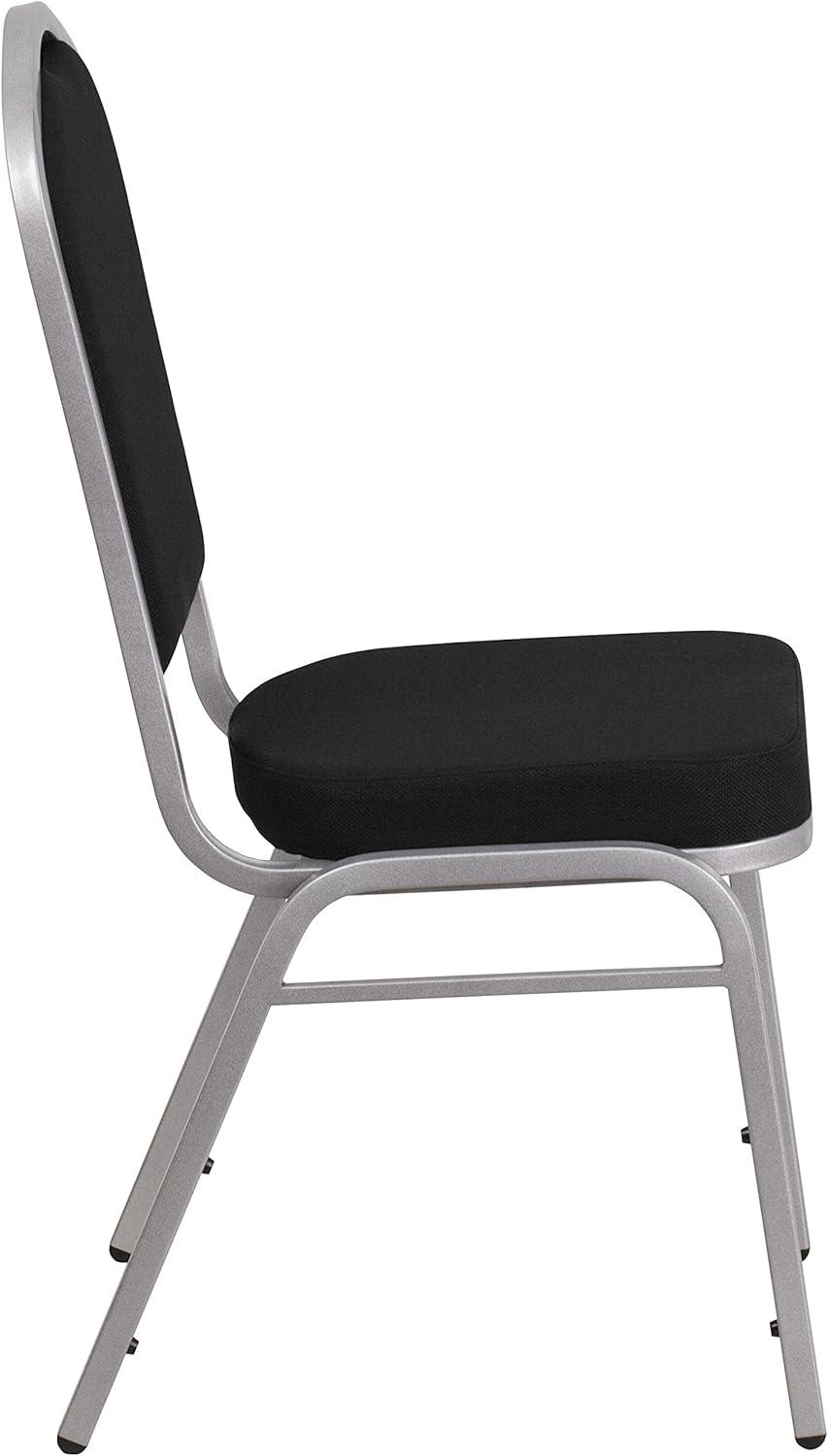 imageFlash Furniture 4 Pack HERCULES Series Crown Back Stacking Banquet Chair in Black Fabric Silver FrameBlack FabricSilver Frame