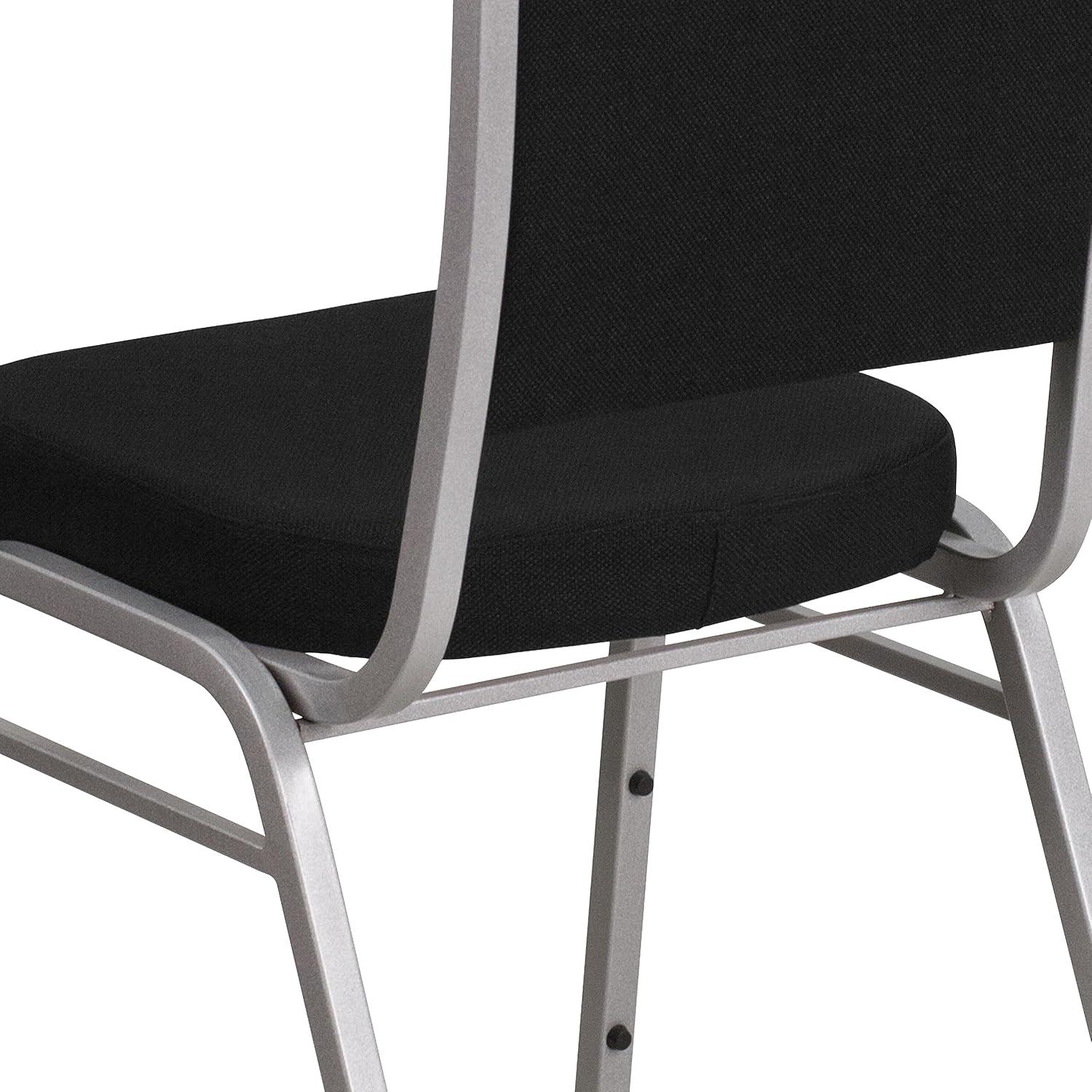 imageFlash Furniture 4 Pack HERCULES Series Crown Back Stacking Banquet Chair in Black Fabric Silver FrameBlack FabricSilver Frame
