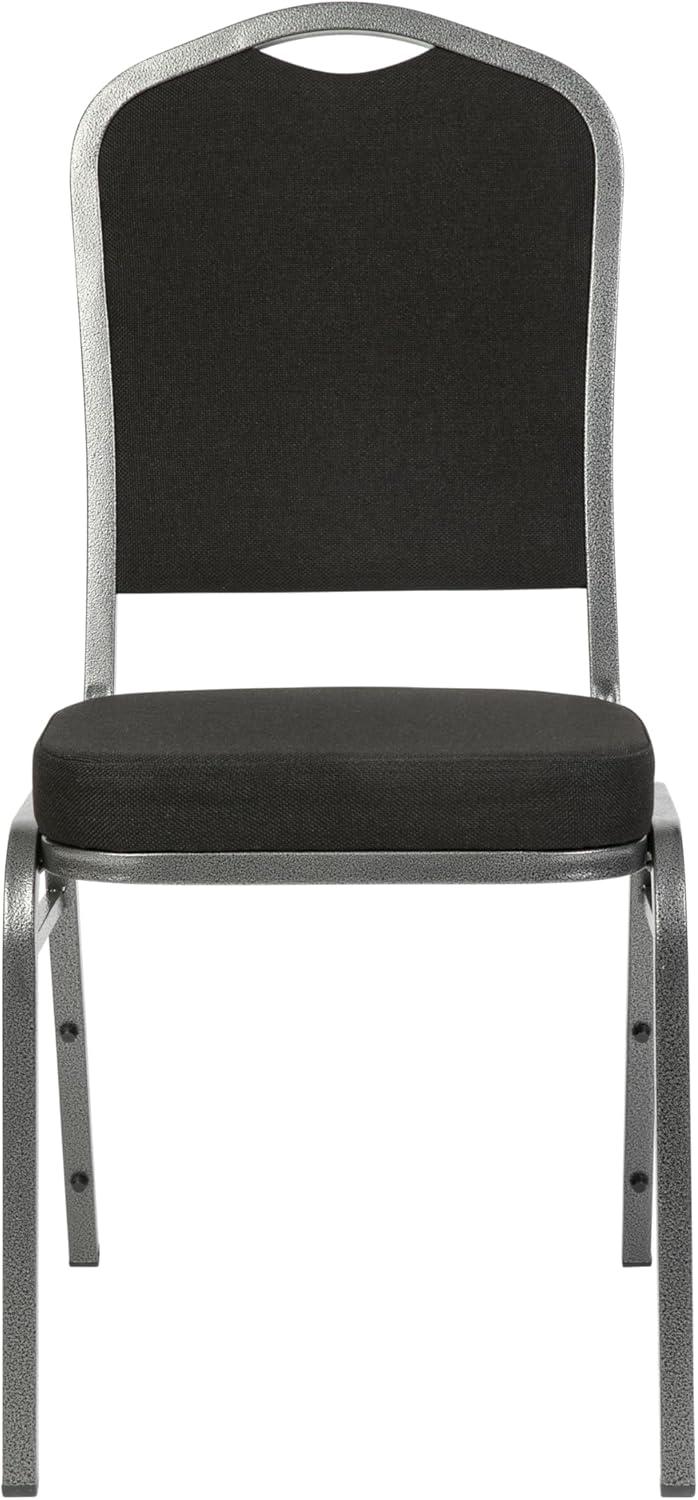 imageFlash Furniture 4 Pack HERCULES Series Crown Back Stacking Banquet Chair in Black Fabric Silver FrameBlack FabricSilver Vein Frame