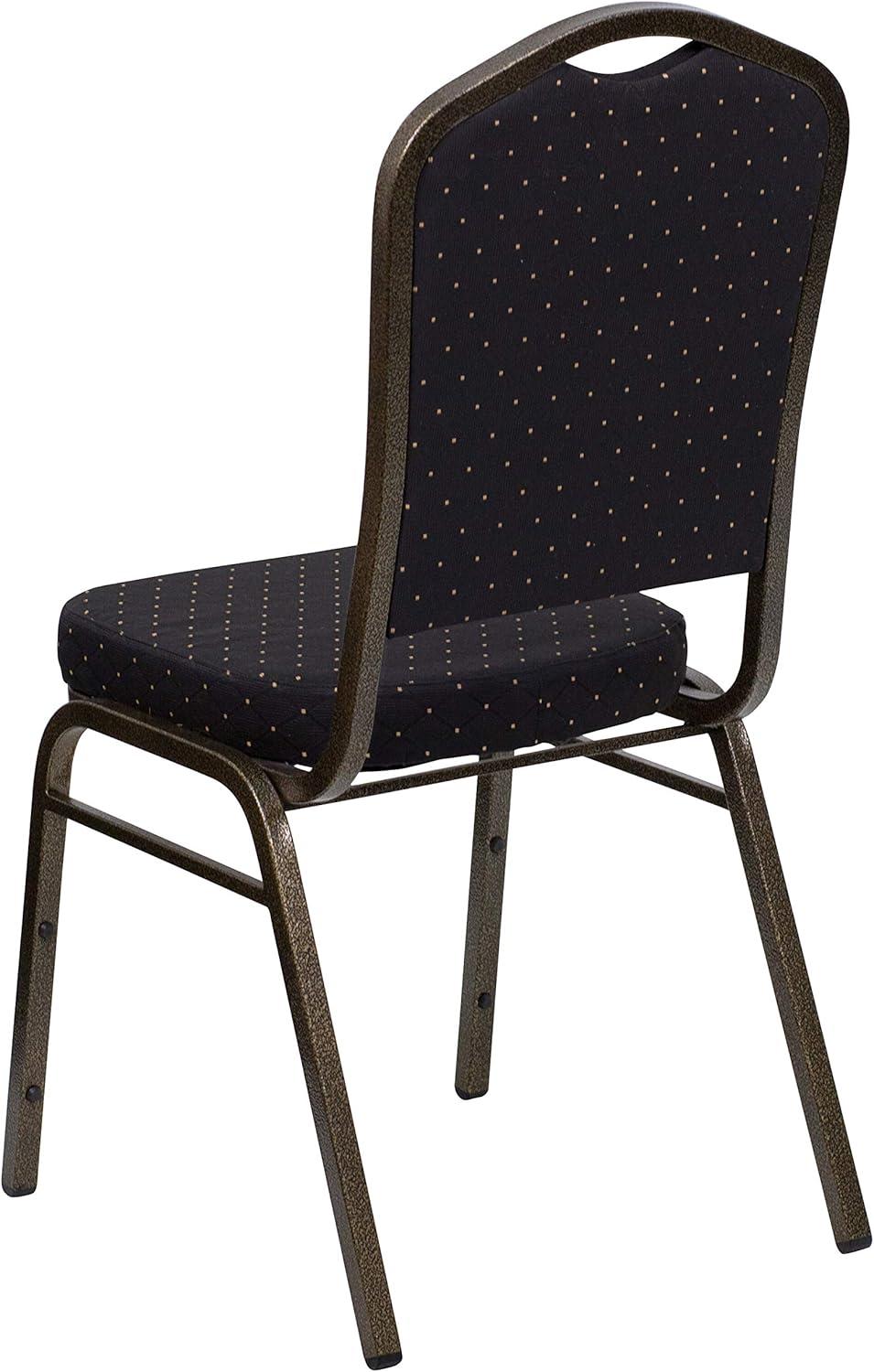imageFlash Furniture 4 Pack HERCULES Series Crown Back Stacking Banquet Chair in Black Fabric Silver FrameBlack Patterned FabricGold Vein Frame