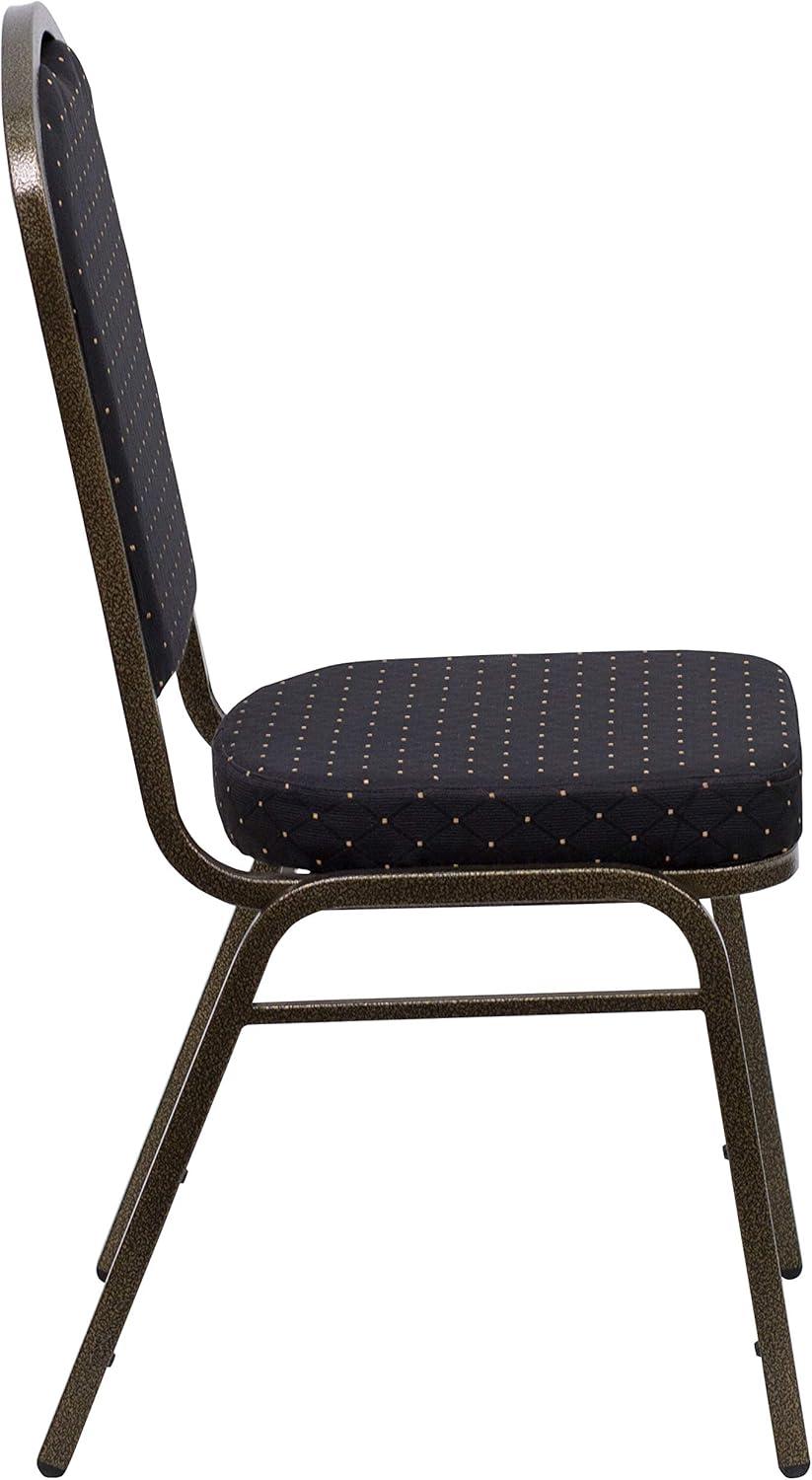imageFlash Furniture 4 Pack HERCULES Series Crown Back Stacking Banquet Chair in Black Fabric Silver FrameBlack Patterned FabricGold Vein Frame