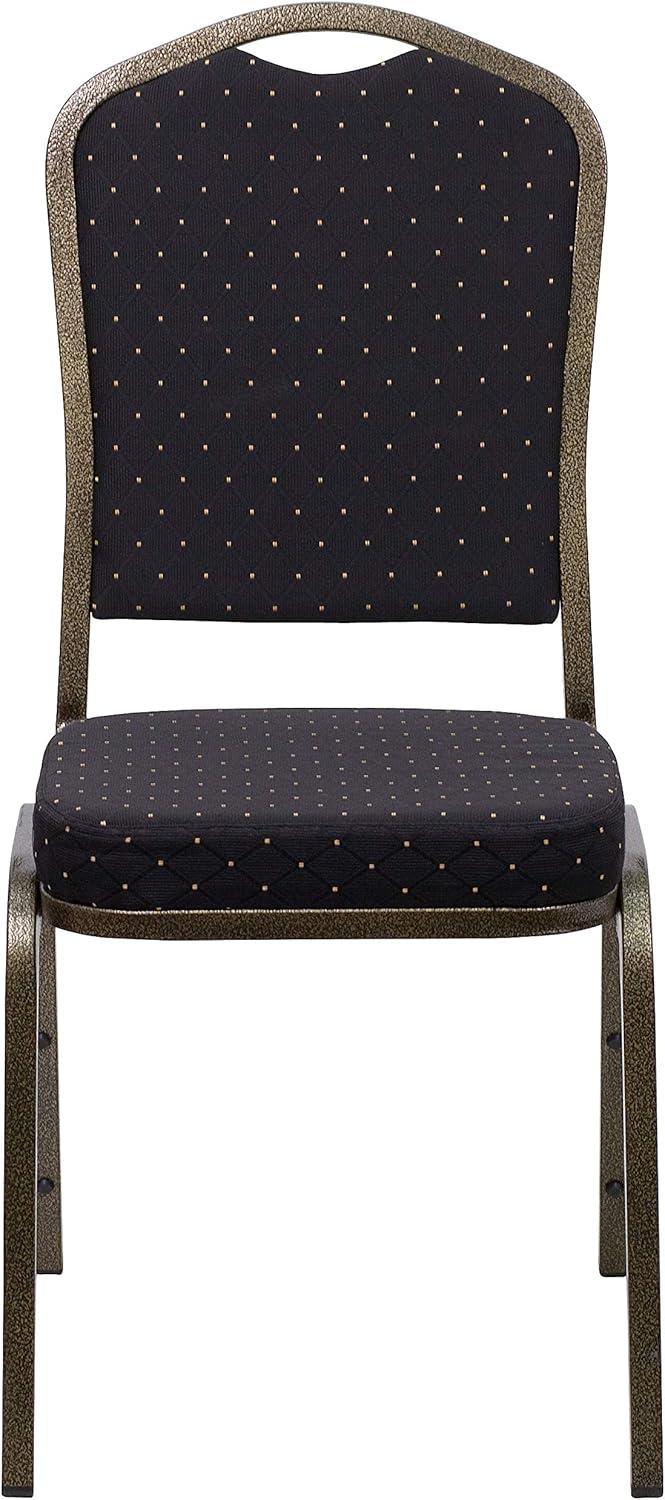 imageFlash Furniture 4 Pack HERCULES Series Crown Back Stacking Banquet Chair in Black Fabric Silver FrameBlack Patterned FabricGold Vein Frame