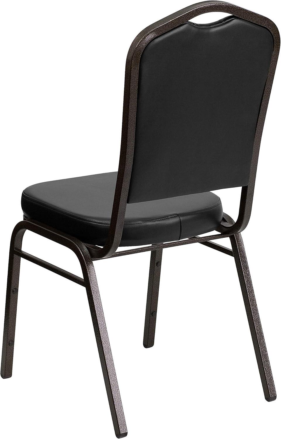 imageFlash Furniture 4 Pack HERCULES Series Crown Back Stacking Banquet Chair in Black Fabric Silver FrameBlack VinylGold Vein Frame