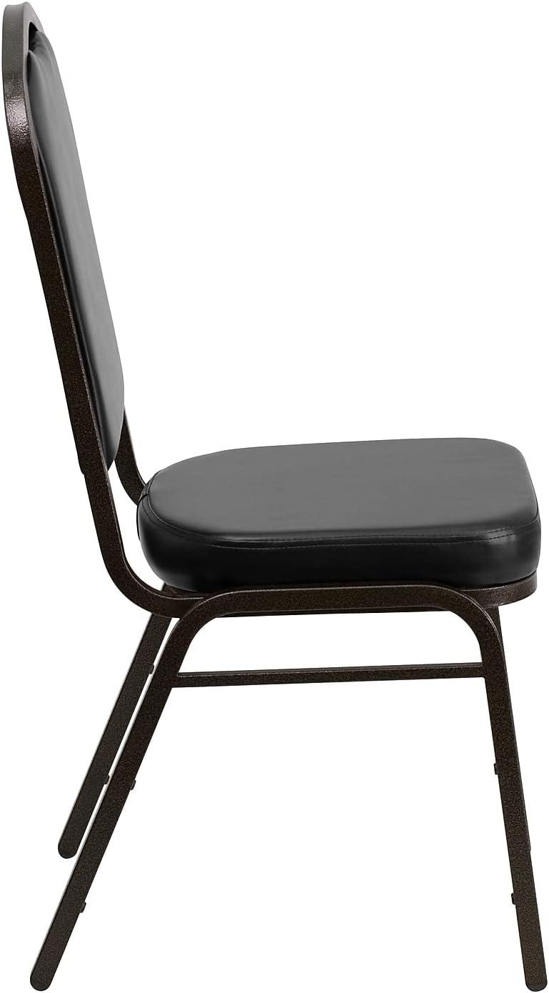 imageFlash Furniture 4 Pack HERCULES Series Crown Back Stacking Banquet Chair in Black Fabric Silver FrameBlack VinylGold Vein Frame