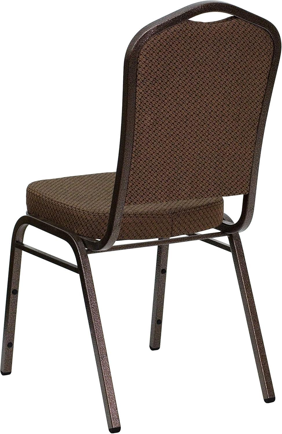 imageFlash Furniture 4 Pack HERCULES Series Crown Back Stacking Banquet Chair in Black Fabric Silver FrameBrown Patterned FabricCopper Vein Frame