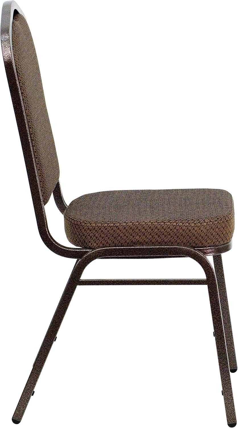 imageFlash Furniture 4 Pack HERCULES Series Crown Back Stacking Banquet Chair in Black Fabric Silver FrameBrown Patterned FabricCopper Vein Frame