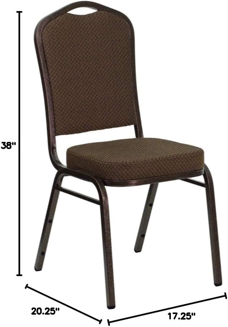 imageFlash Furniture 4 Pack HERCULES Series Crown Back Stacking Banquet Chair in Black Fabric Silver FrameBrown Patterned FabricCopper Vein Frame