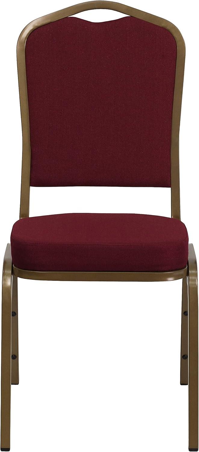 imageFlash Furniture 4 Pack HERCULES Series Crown Back Stacking Banquet Chair in Black Fabric Silver FrameBurgundy FabricGold Frame
