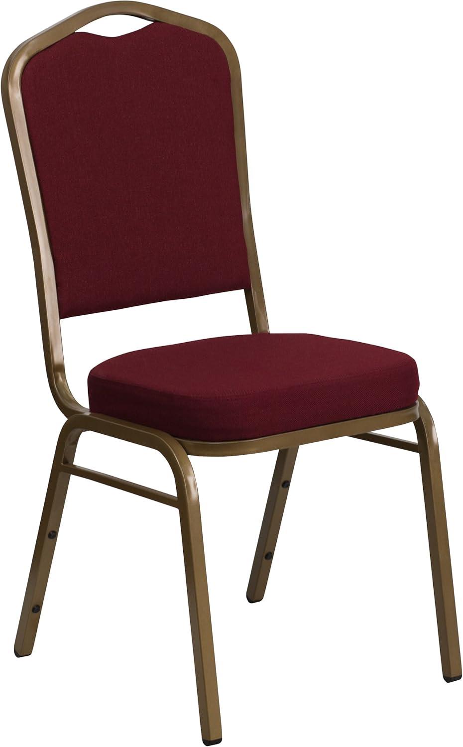 imageFlash Furniture 4 Pack HERCULES Series Crown Back Stacking Banquet Chair in Black Fabric Silver FrameBurgundy FabricGold Frame