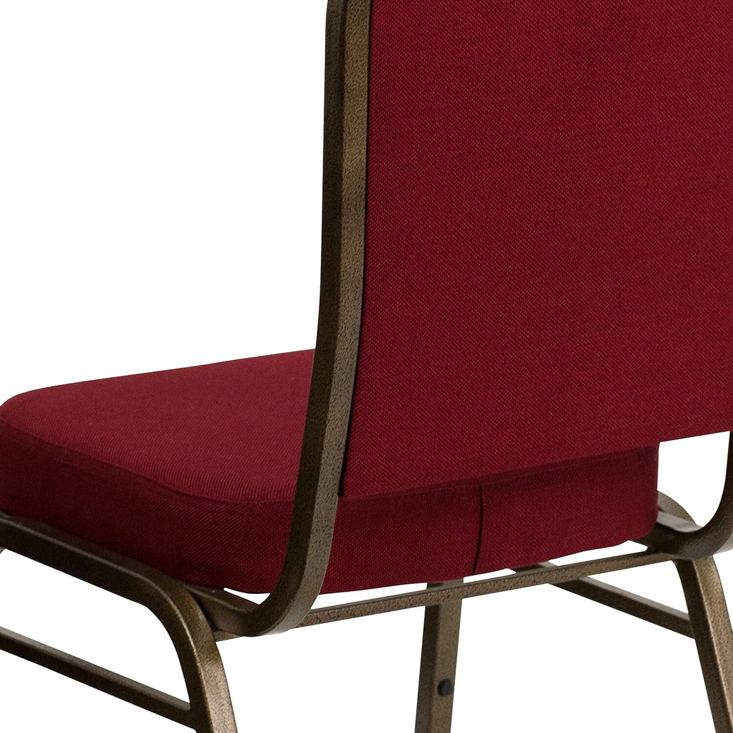 imageFlash Furniture 4 Pack HERCULES Series Crown Back Stacking Banquet Chair in Black Fabric Silver FrameBurgundy FabricGold Vein Frame