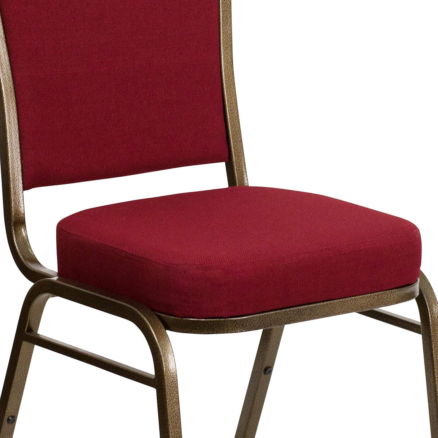 imageFlash Furniture 4 Pack HERCULES Series Crown Back Stacking Banquet Chair in Black Fabric Silver FrameBurgundy FabricGold Vein Frame