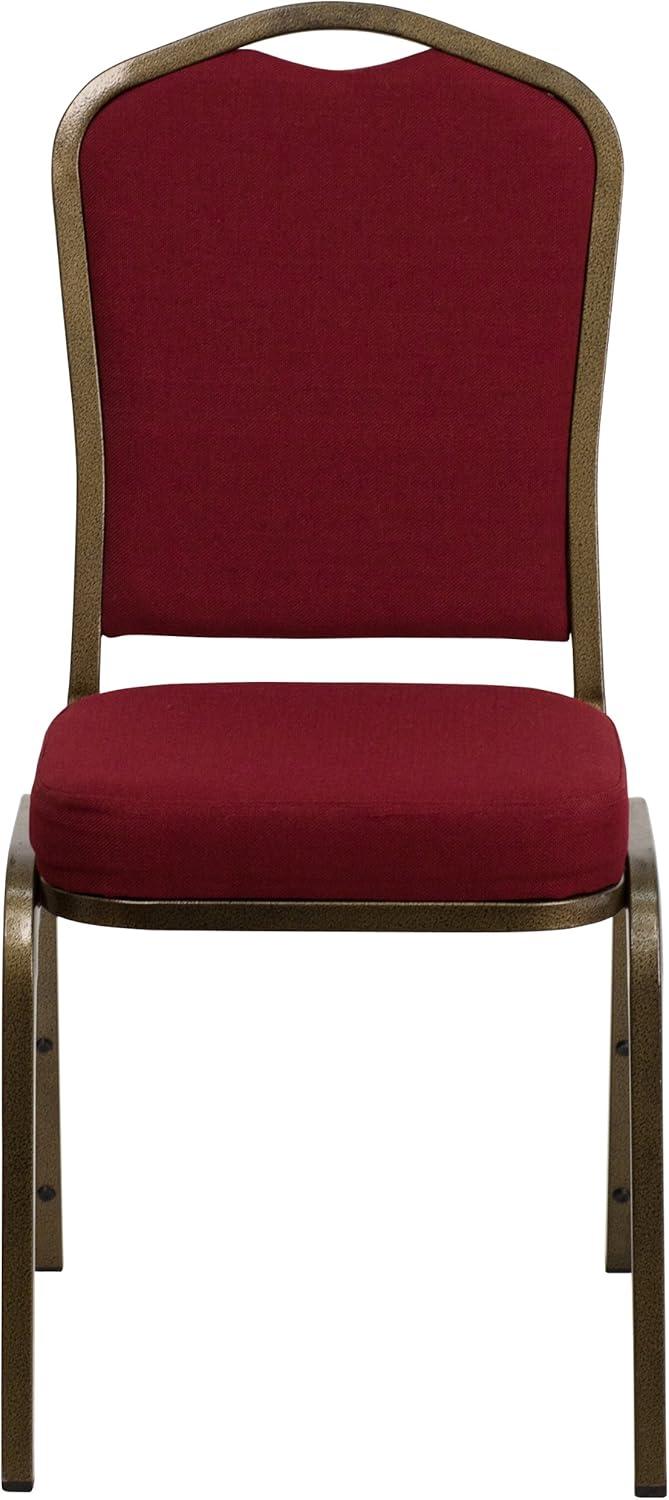 imageFlash Furniture 4 Pack HERCULES Series Crown Back Stacking Banquet Chair in Black Fabric Silver FrameBurgundy FabricGold Vein Frame
