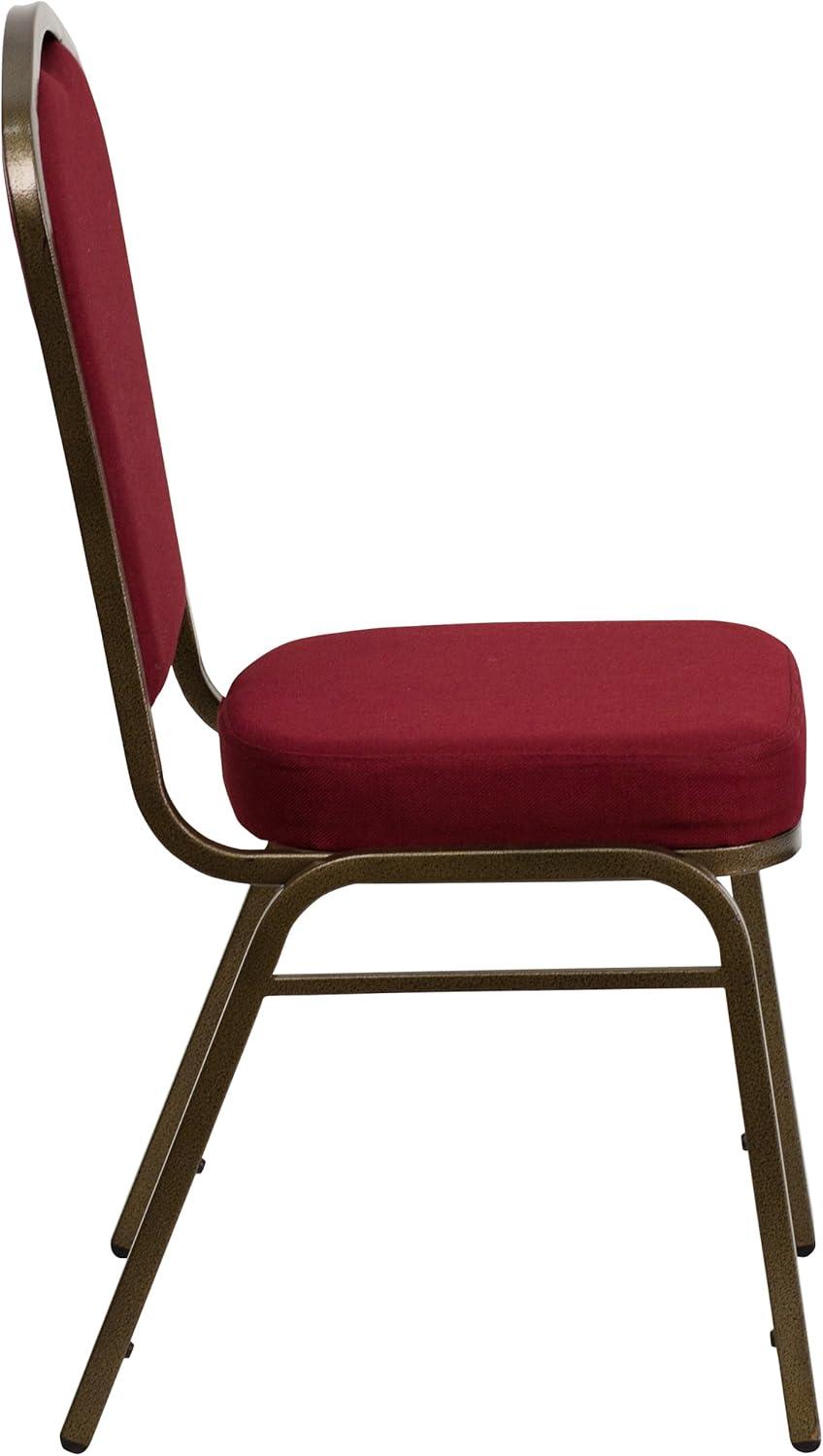 imageFlash Furniture 4 Pack HERCULES Series Crown Back Stacking Banquet Chair in Black Fabric Silver FrameBurgundy FabricGold Vein Frame