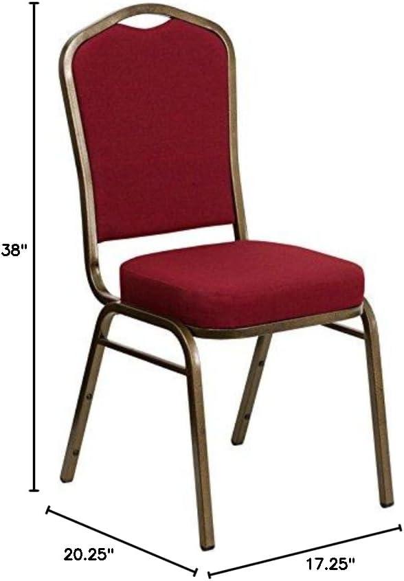 imageFlash Furniture 4 Pack HERCULES Series Crown Back Stacking Banquet Chair in Black Fabric Silver FrameBurgundy FabricGold Vein Frame
