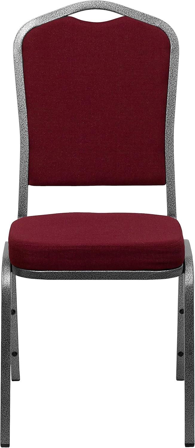 imageFlash Furniture 4 Pack HERCULES Series Crown Back Stacking Banquet Chair in Black Fabric Silver FrameBurgundy FabricSilver Vein Frame