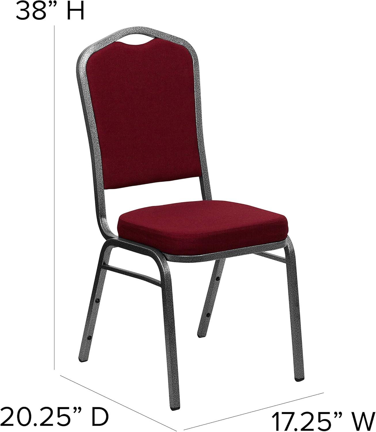imageFlash Furniture 4 Pack HERCULES Series Crown Back Stacking Banquet Chair in Black Fabric Silver FrameBurgundy FabricSilver Vein Frame