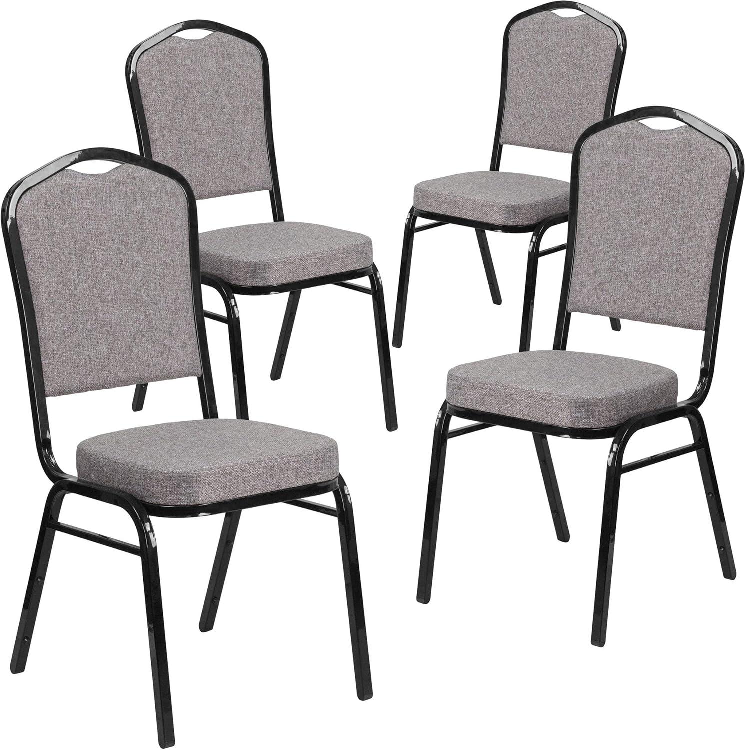 imageFlash Furniture 4 Pack HERCULES Series Crown Back Stacking Banquet Chair in Black Fabric Silver FrameBurgundy FabricSilver Vein Frame