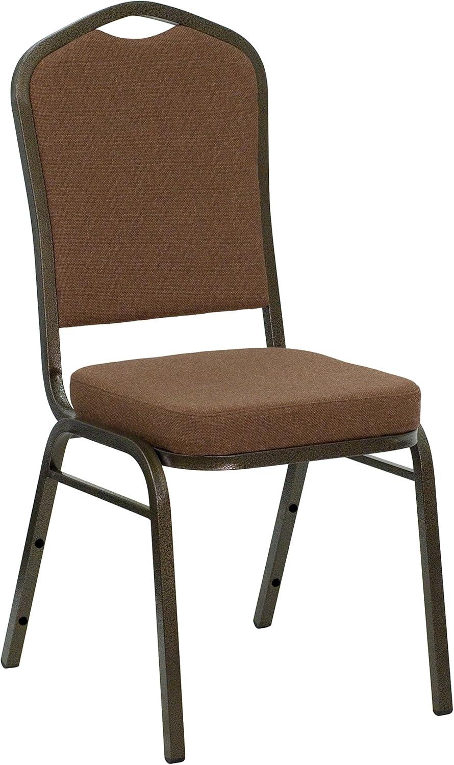 imageFlash Furniture 4 Pack HERCULES Series Crown Back Stacking Banquet Chair in Black Fabric Silver FrameCoffee FabricGold Vein Frame