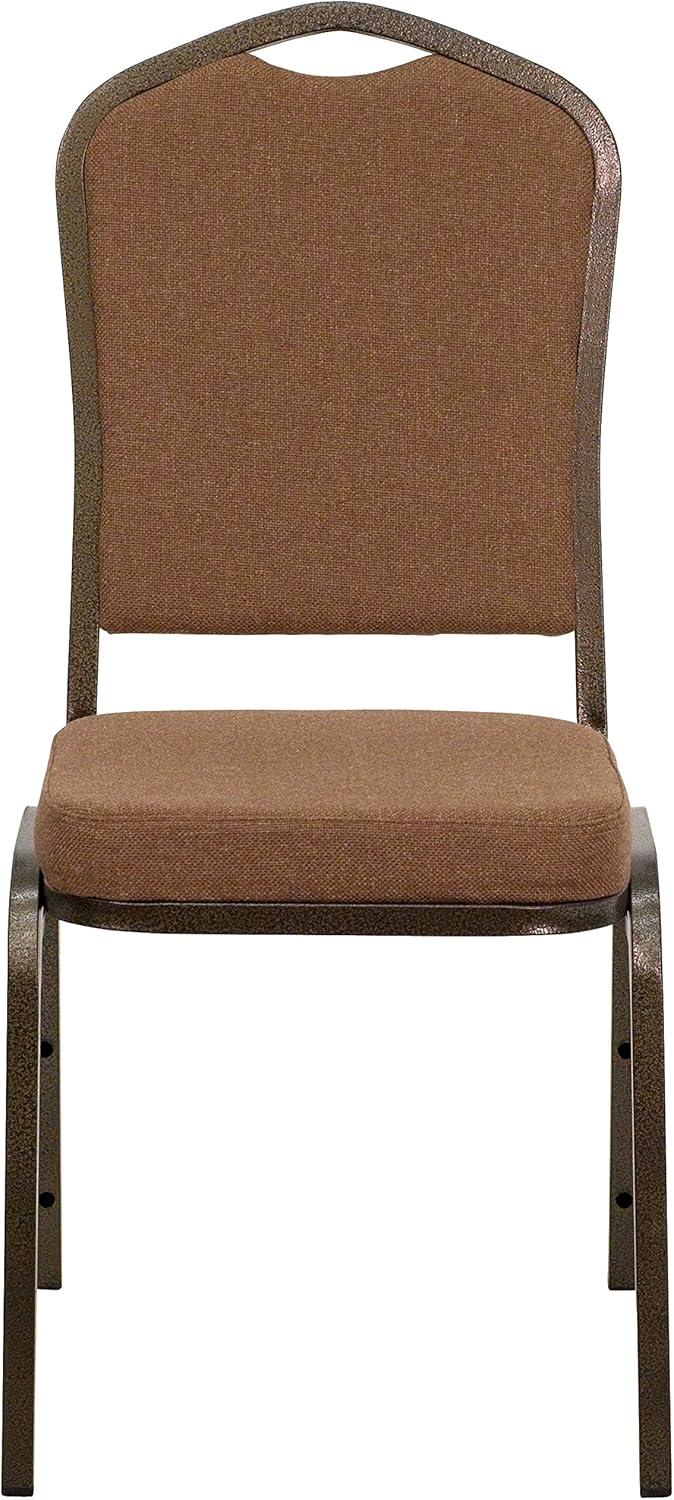imageFlash Furniture 4 Pack HERCULES Series Crown Back Stacking Banquet Chair in Black Fabric Silver FrameCoffee FabricGold Vein Frame
