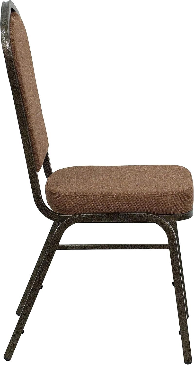 imageFlash Furniture 4 Pack HERCULES Series Crown Back Stacking Banquet Chair in Black Fabric Silver FrameCoffee FabricGold Vein Frame