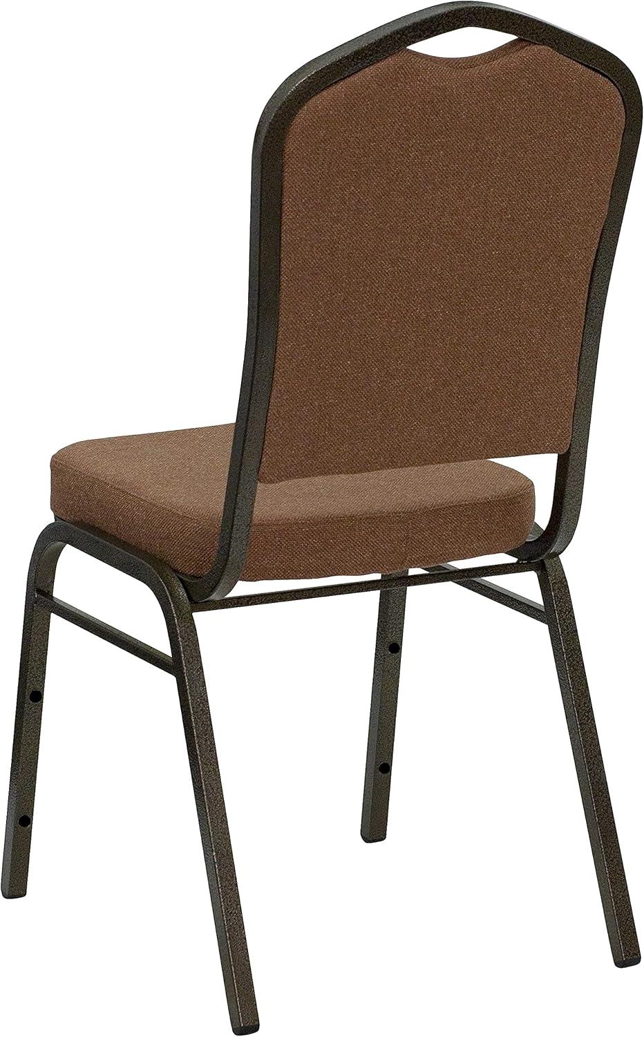 imageFlash Furniture 4 Pack HERCULES Series Crown Back Stacking Banquet Chair in Black Fabric Silver FrameCoffee FabricGold Vein Frame