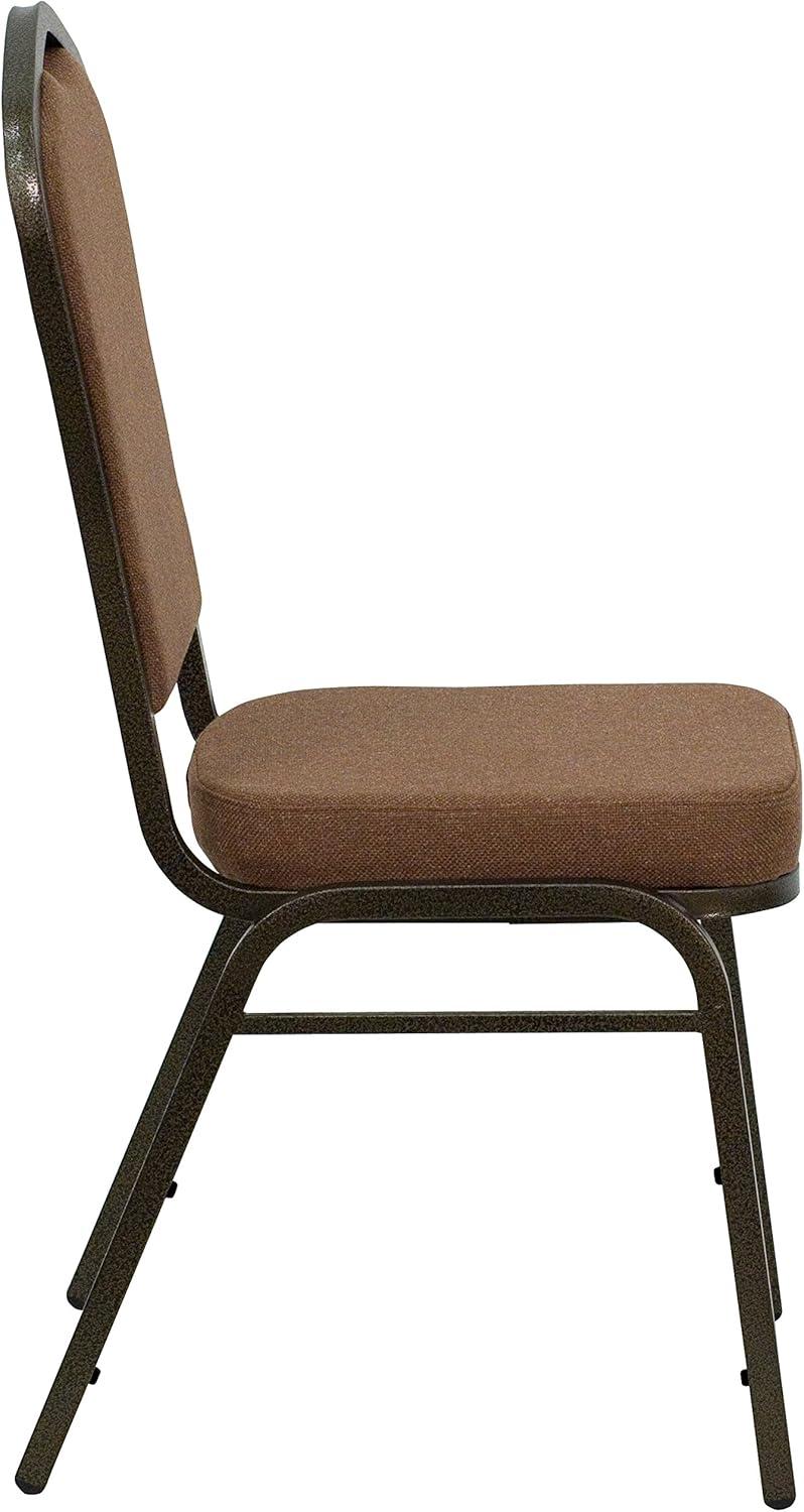 imageFlash Furniture 4 Pack HERCULES Series Crown Back Stacking Banquet Chair in Black Fabric Silver FrameCoffee FabricGold Vein Frame