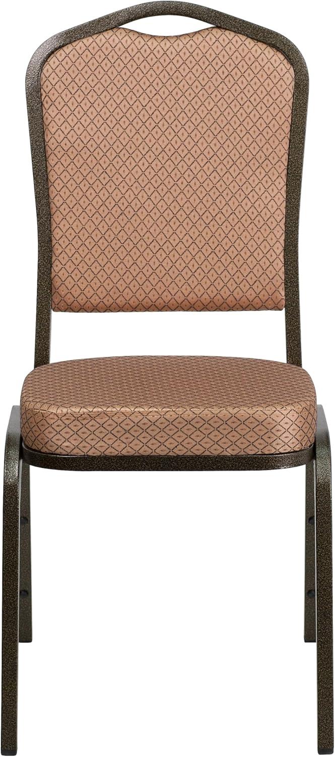 imageFlash Furniture 4 Pack HERCULES Series Crown Back Stacking Banquet Chair in Black Fabric Silver FrameGold Diamond Patterned FabricGold Vein Frame