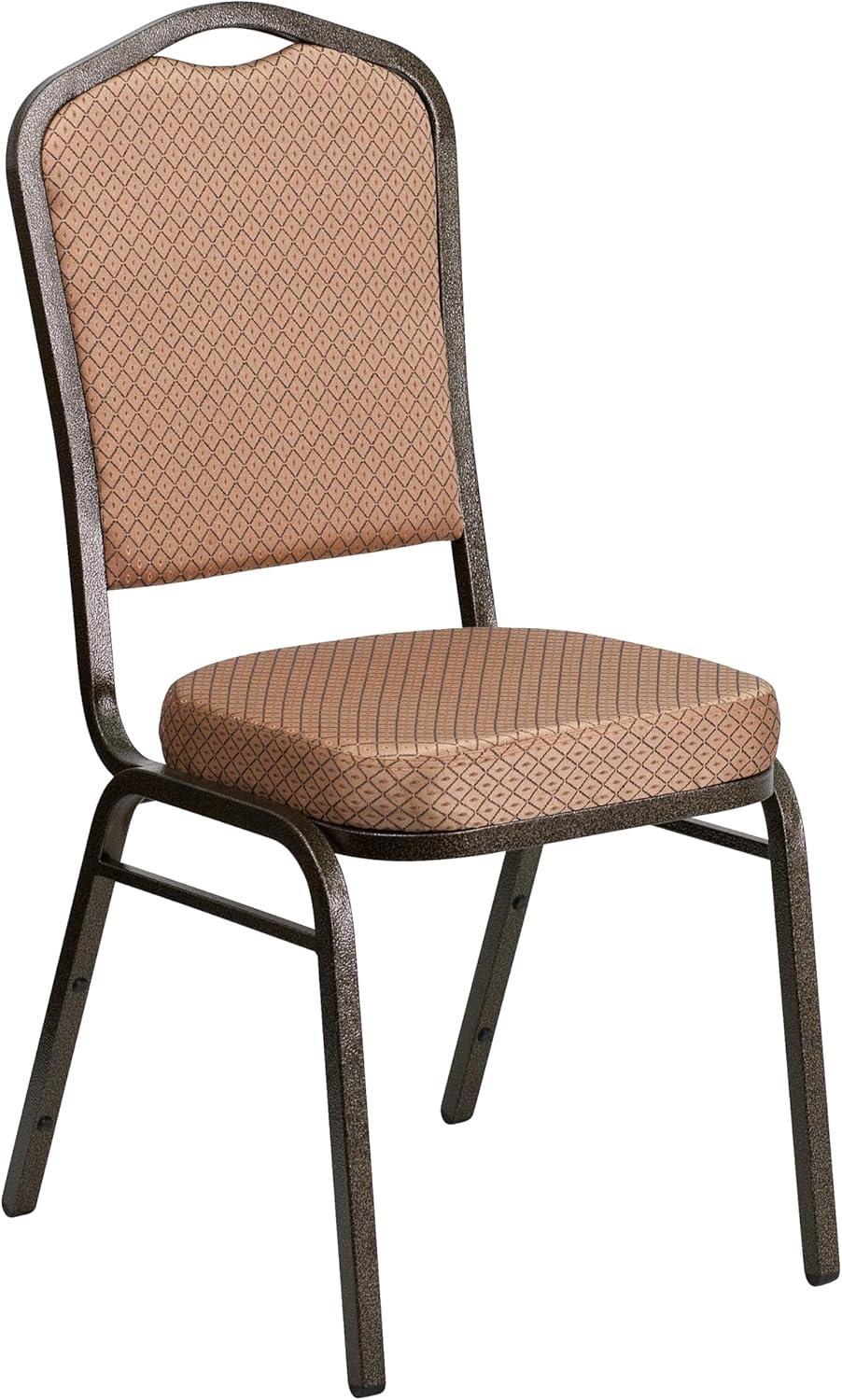 imageFlash Furniture 4 Pack HERCULES Series Crown Back Stacking Banquet Chair in Black Fabric Silver FrameGold Diamond Patterned FabricGold Vein Frame
