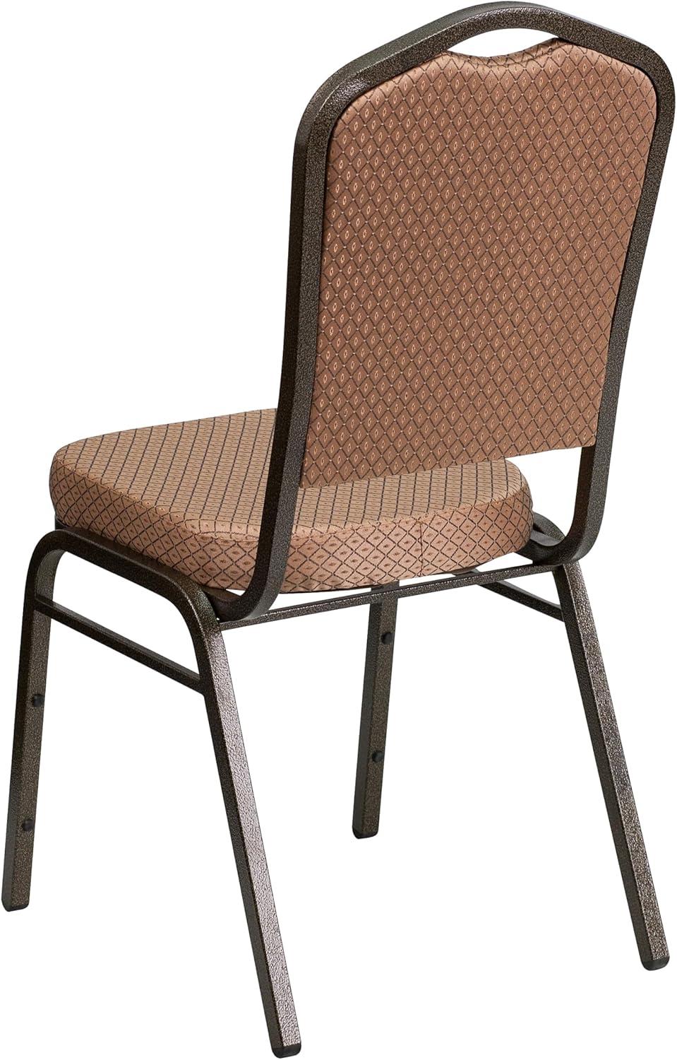 imageFlash Furniture 4 Pack HERCULES Series Crown Back Stacking Banquet Chair in Black Fabric Silver FrameGold Diamond Patterned FabricGold Vein Frame