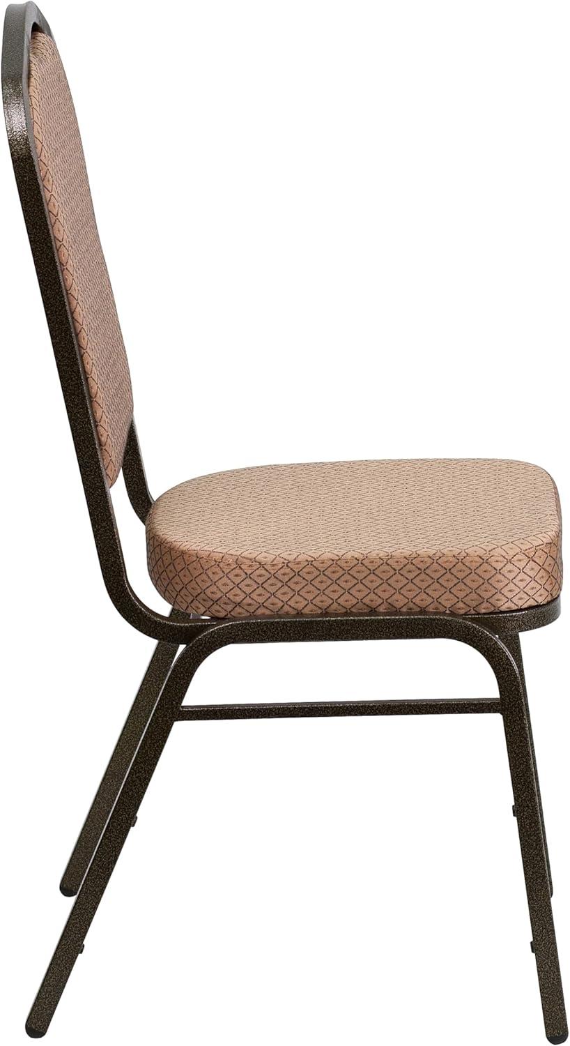 imageFlash Furniture 4 Pack HERCULES Series Crown Back Stacking Banquet Chair in Black Fabric Silver FrameGold Diamond Patterned FabricGold Vein Frame