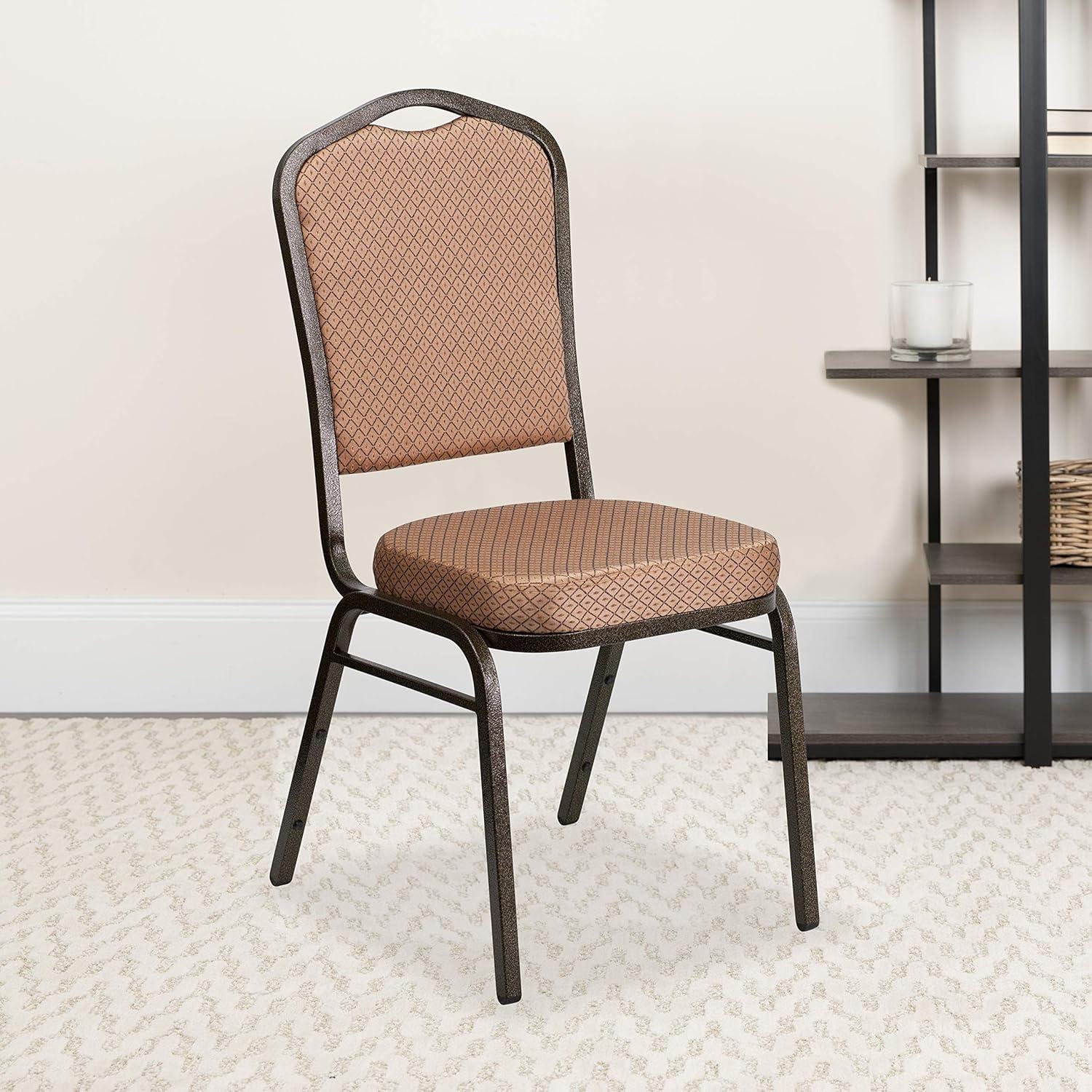 imageFlash Furniture 4 Pack HERCULES Series Crown Back Stacking Banquet Chair in Black Fabric Silver FrameGold Diamond Patterned FabricGold Vein Frame