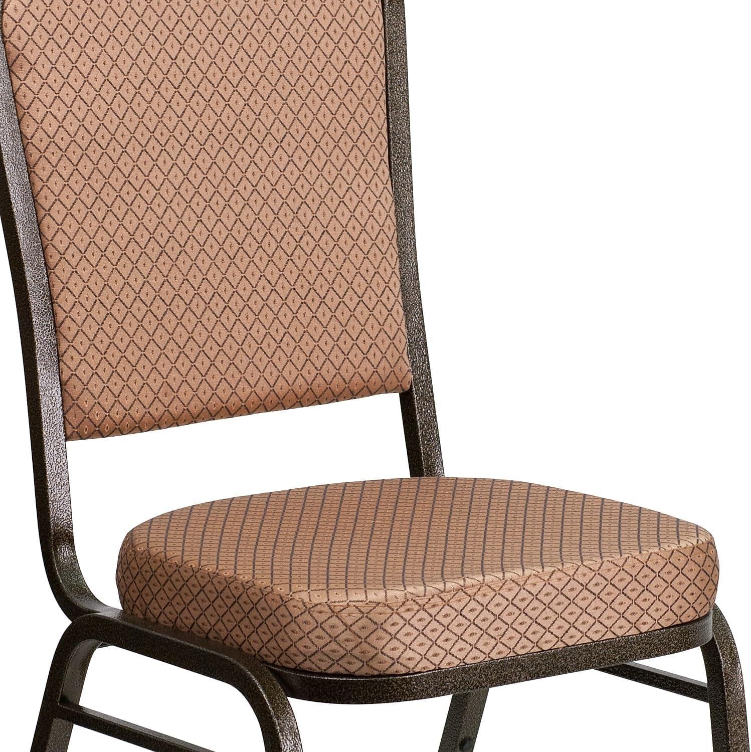 imageFlash Furniture 4 Pack HERCULES Series Crown Back Stacking Banquet Chair in Black Fabric Silver FrameGold Diamond Patterned FabricGold Vein Frame