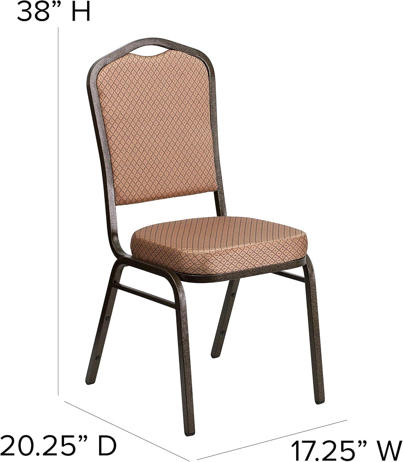 imageFlash Furniture 4 Pack HERCULES Series Crown Back Stacking Banquet Chair in Black Fabric Silver FrameGold Diamond Patterned FabricGold Vein Frame